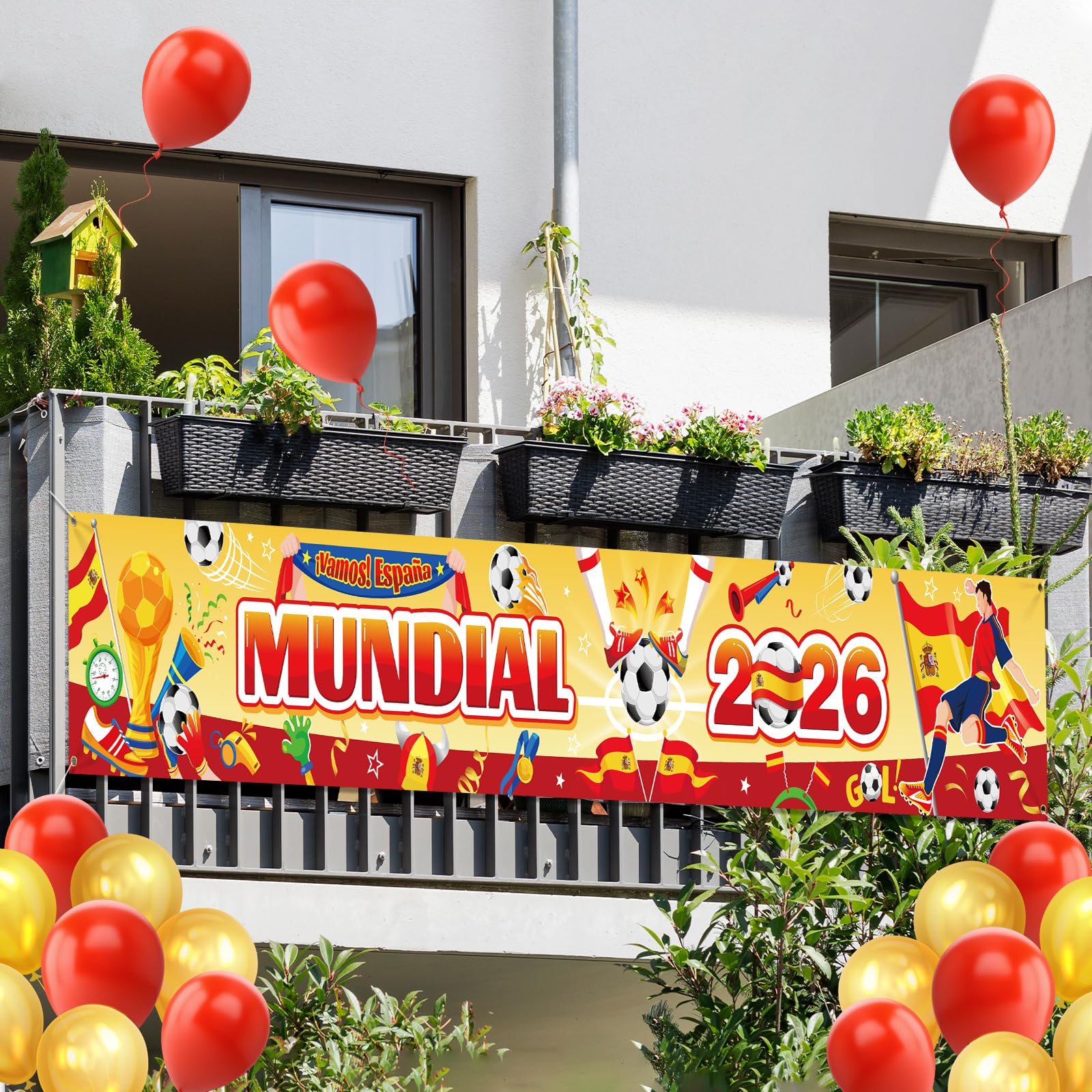 DPKOW Decoración 2026 Mundial Pancarta España Aficionados, Fútbol Copa del Mundo España Animación Accesorios Artículos Mundial 2026 Espana Selección Fútbol, 270 * 40cm - 4