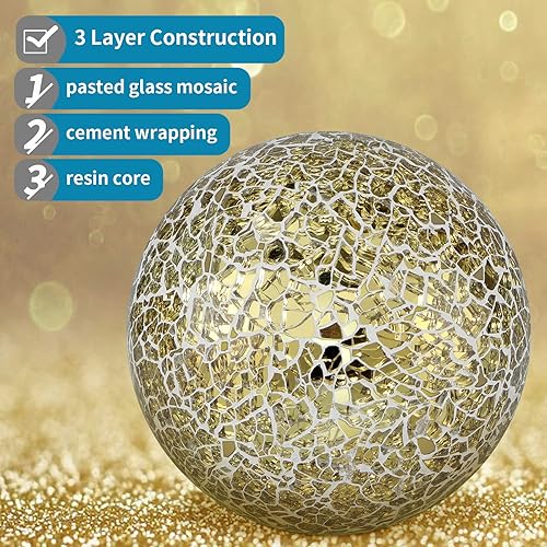 Miniatura 46 de MDLUU Orbes decorativos de 4 pulgadas, bolas de esfera de mosaico, bolas de centro de mesa para cuencos, jarrones, decoración de mesa de comedor