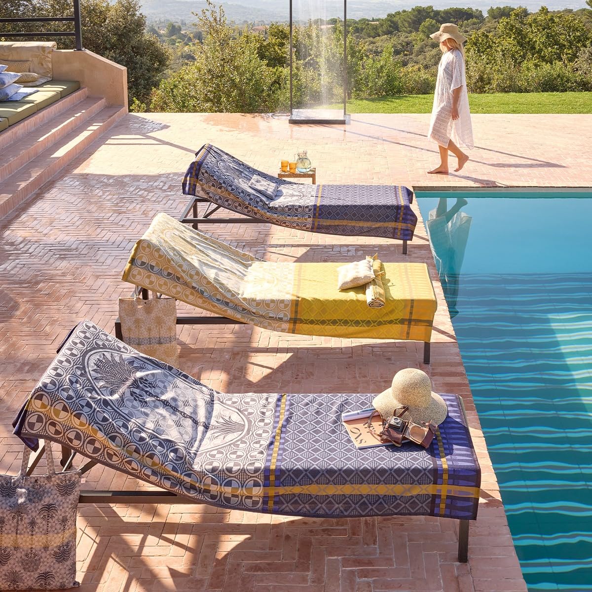 LE JACQUARD FRANÇAIS Palmeraie Oasis Serviette de plage en coton 100 x 200 cm