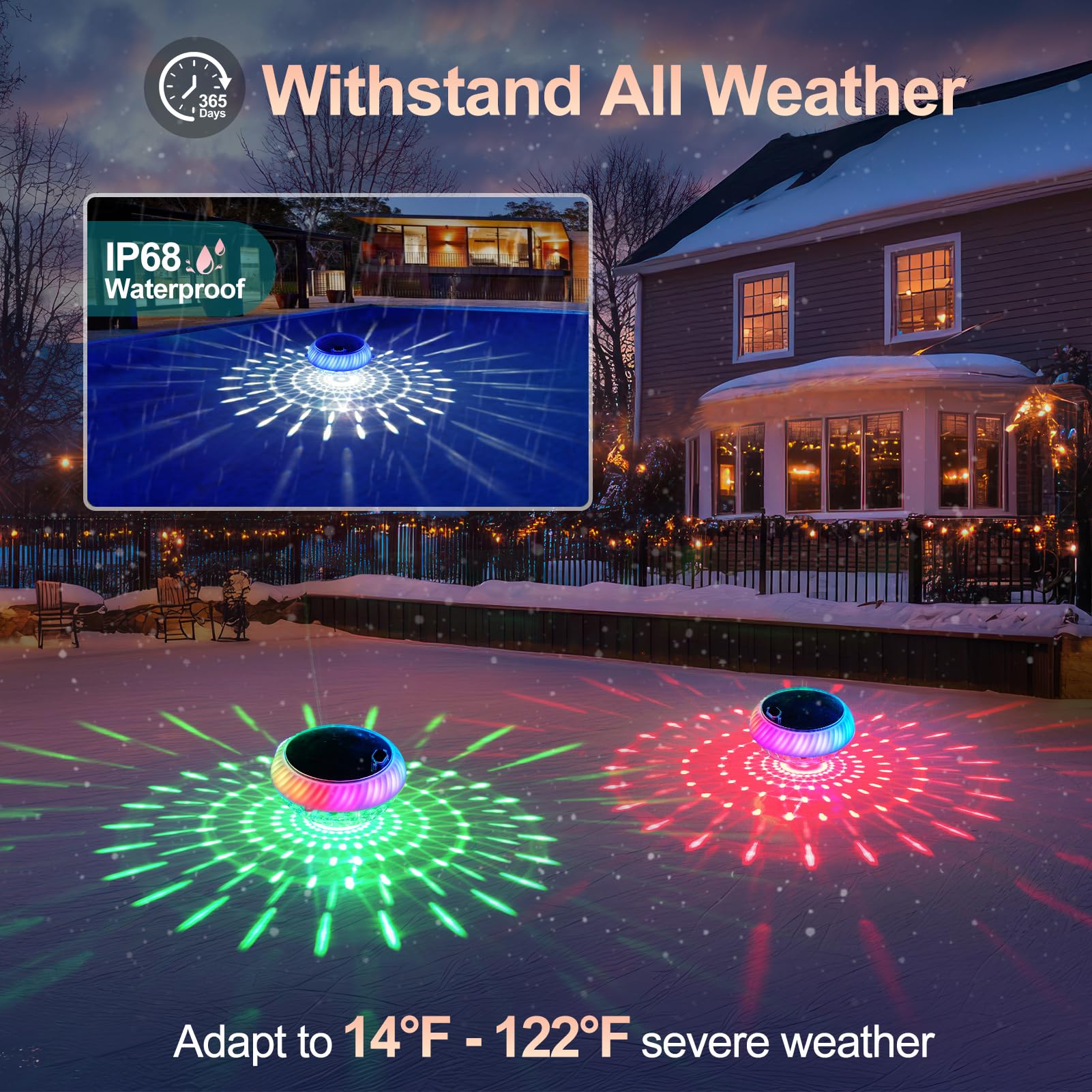 Askyli Luces flotantes para piscina alimentadas por energía solar con control remoto, luces solares RGB de 7.6 pulgadas que cambian de color que flotan con efectos de iluminación dinámicos, luz