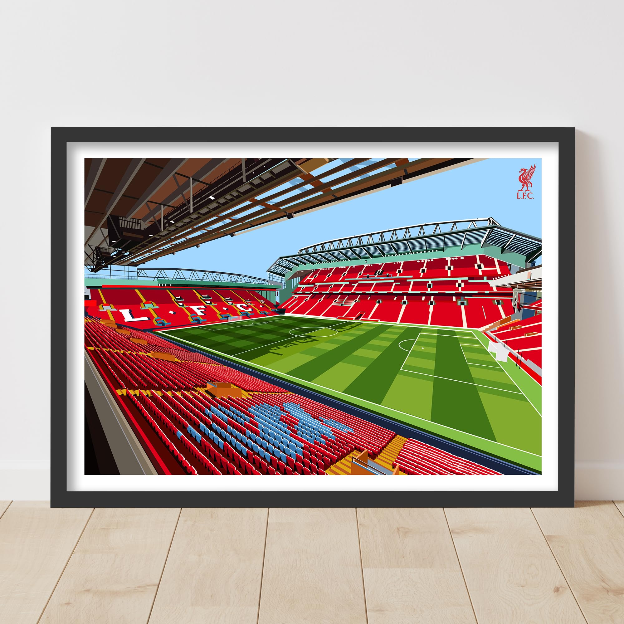 Themed Red Liverpool Fc Print - Anfield Illustration Inside Stadium Poster Lfc Football Art (29.7Cm X 42Cm - A3)