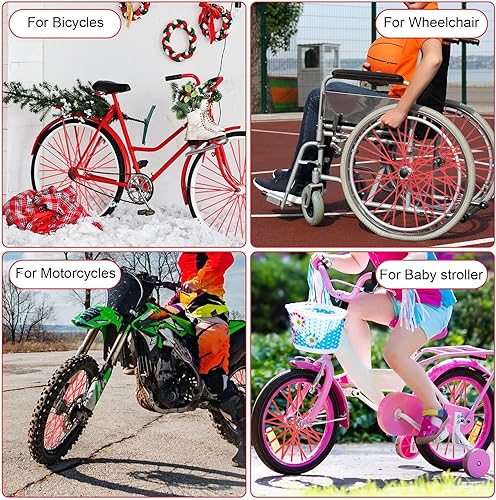 Vista 14 de Tallew 216 piezas de fundas para radios de bicicleta, decoraciones para llantas de motocicleta, bicicleta, silla de ruedas, accesorios para llantas