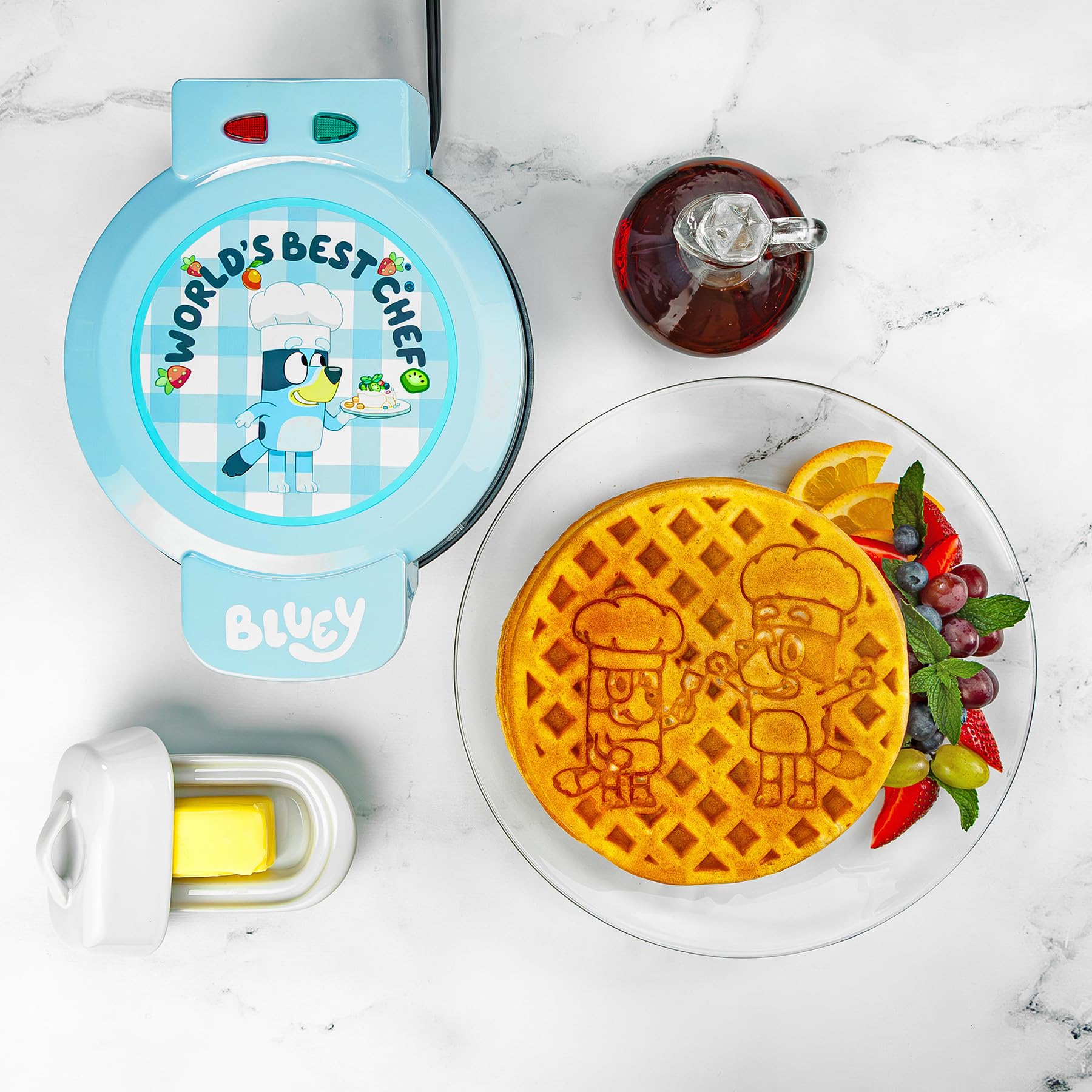 Uncanny Brands Bluey Waffle Maker – Non-Stick Round Waffle Iron – Easy to Use and Clean