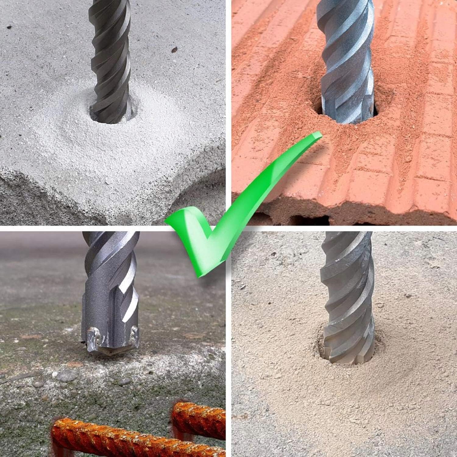 WERHE Broca para Hormigón SDS Plus Ø 28 mm, Largo 600 mm, 4 Filos | punta de carburo, alta resistencia al desgaste, evacuación rápida del polvo, largo de trabajo 540 mm, peso 1,3 kg