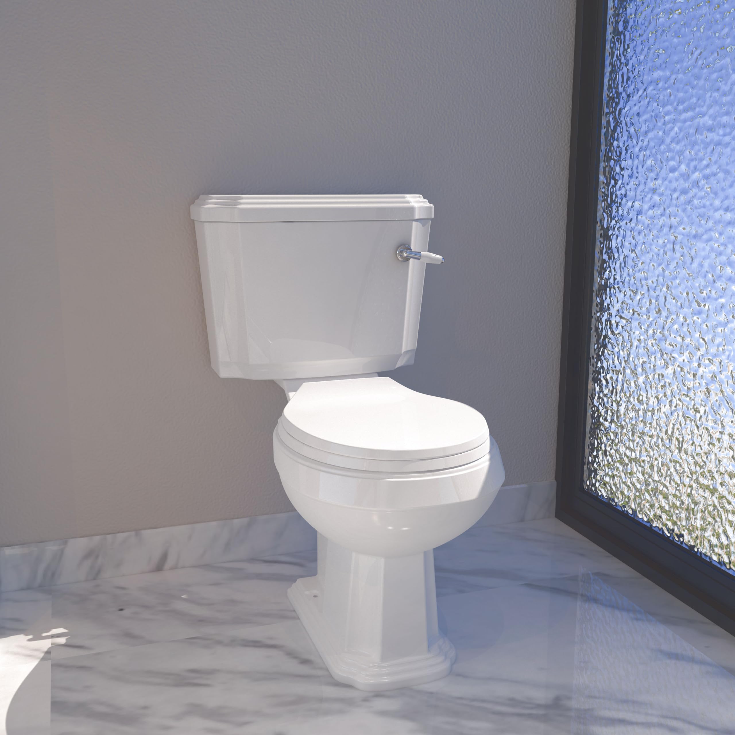 Bathroom Close Coupled Toilet Traditional WC Pan Oval Soft Close Seat Cistern & Handle White