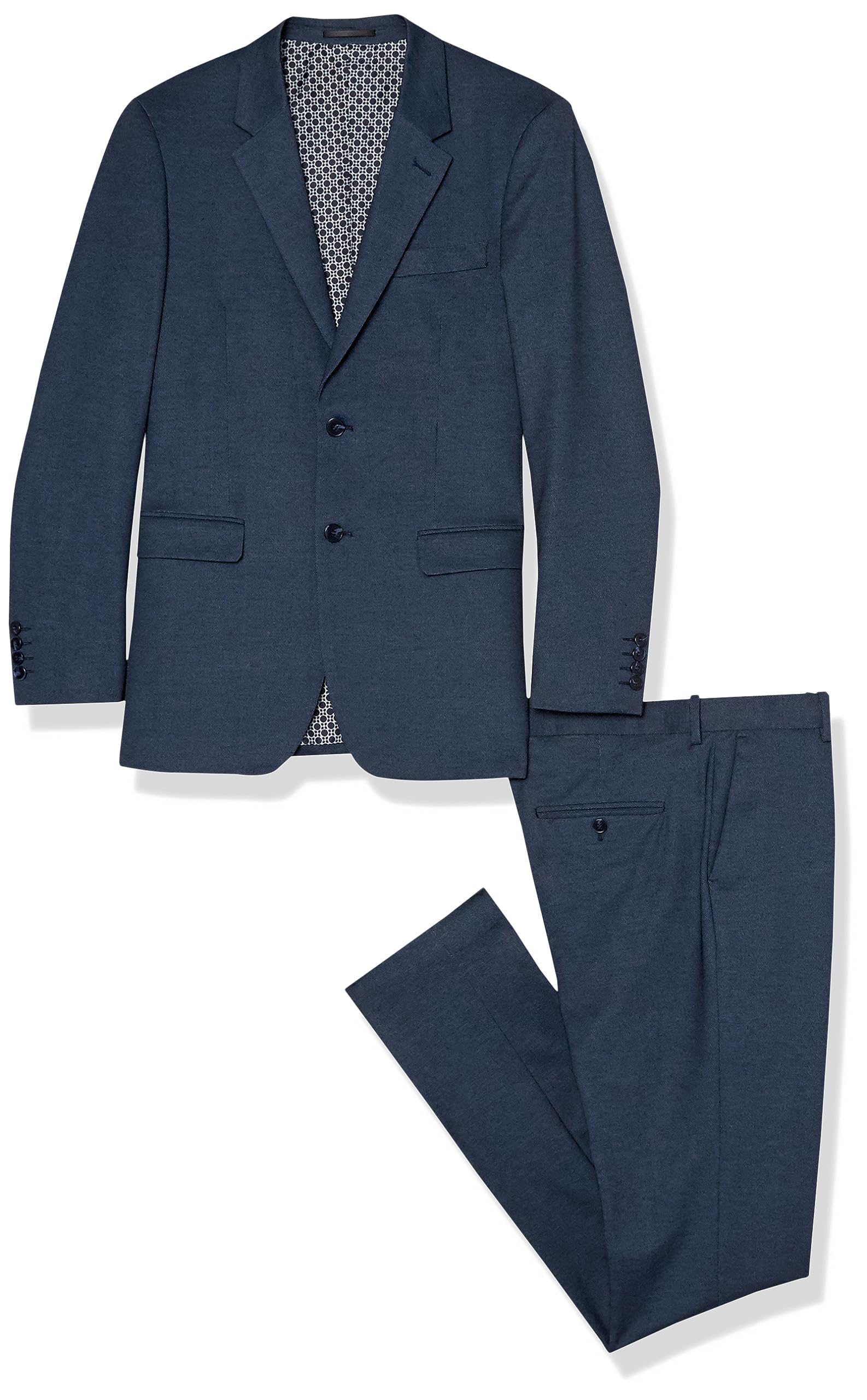 Isaac MizrahiMen's Slim Fit Solid Birdseye Jacket and Pant Suit Set