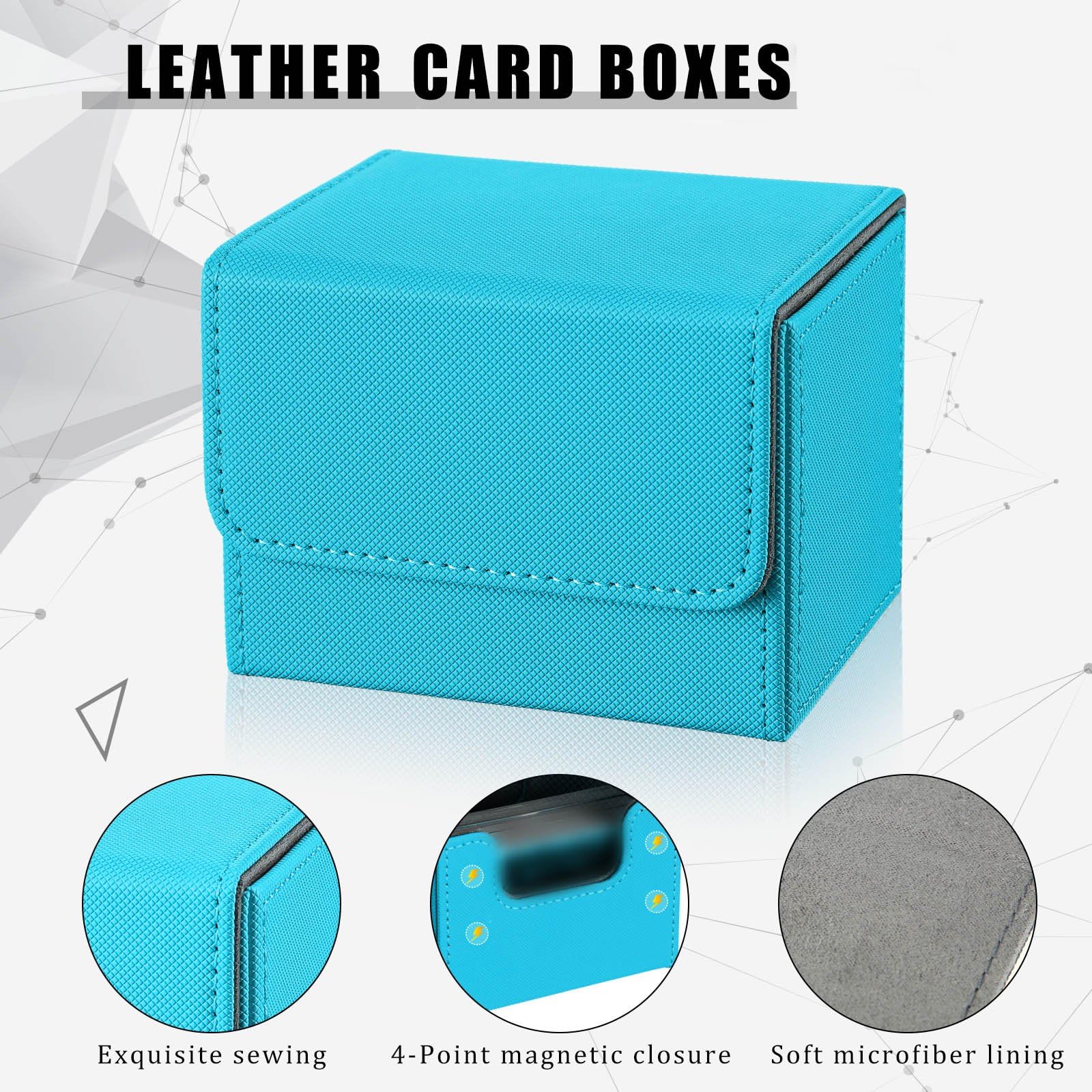 Yookeer Paquete de 6 fundas de cuero para barajas, más de 100 cartas, caja magnética de almacenamiento de cartas para más de 100 cartas compatibles con Tcg (rosa, naranja, azul, amarillo, verde