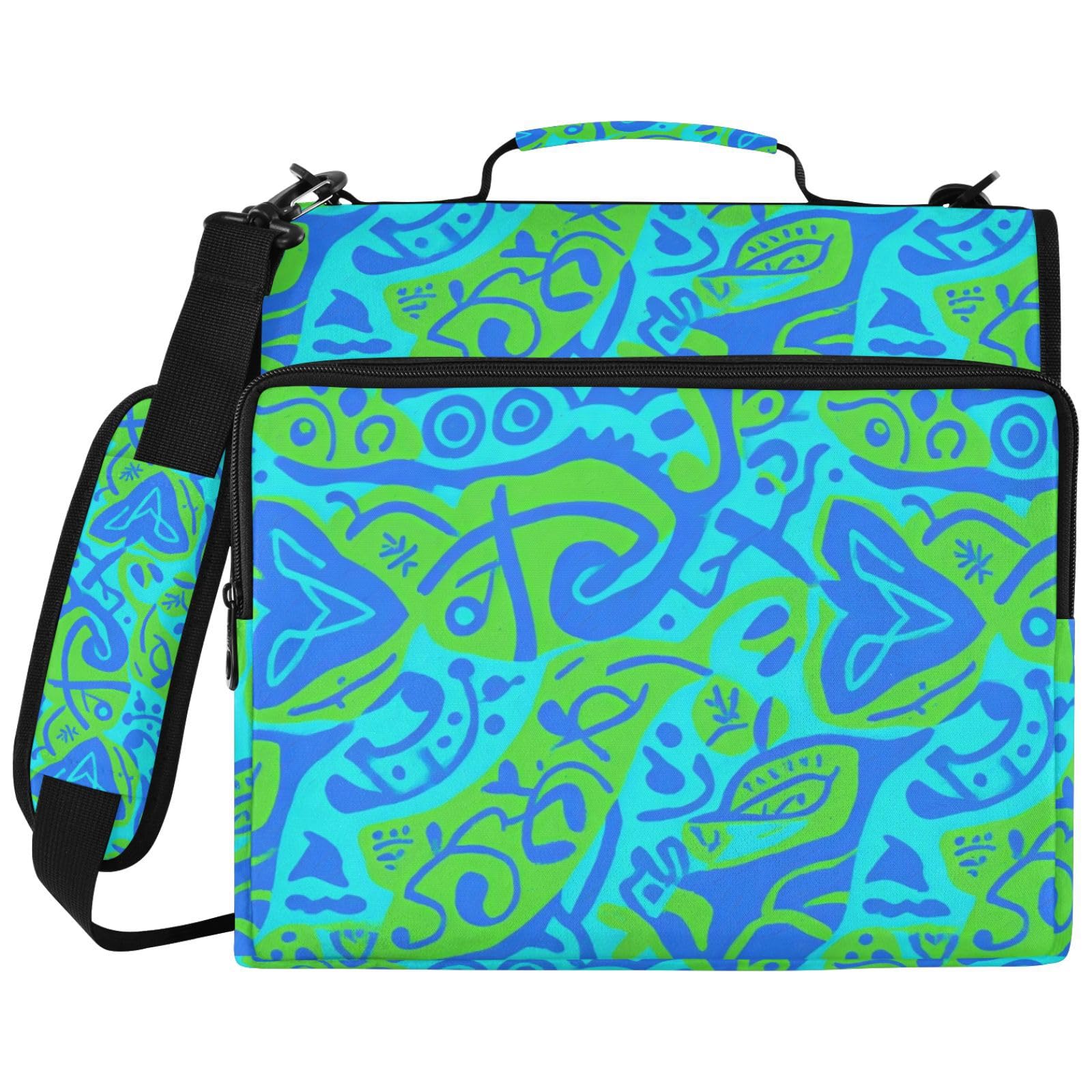 Paisley Blu Verde Modello Zipper 3 Anello Raccoglitore Bag
