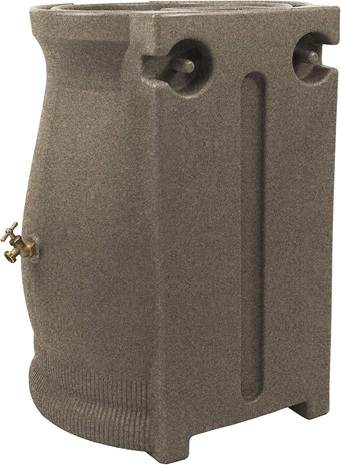 Good Ideas Rain Wizard 50 Gallon Rain Saver Barrel Water Storage Urn with Planter Space and 2 Brass Spigots, Sandstone (2 Pack)
