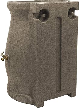 Rain Wizard Urn Shaped Water Collection Barrel 50 Gallon, 2 Pack | Sandstone - Plastic Resin Rain Barrel, Rainwater Collector with Self-Draining Planter Top & Meshed Screen to Block Debris