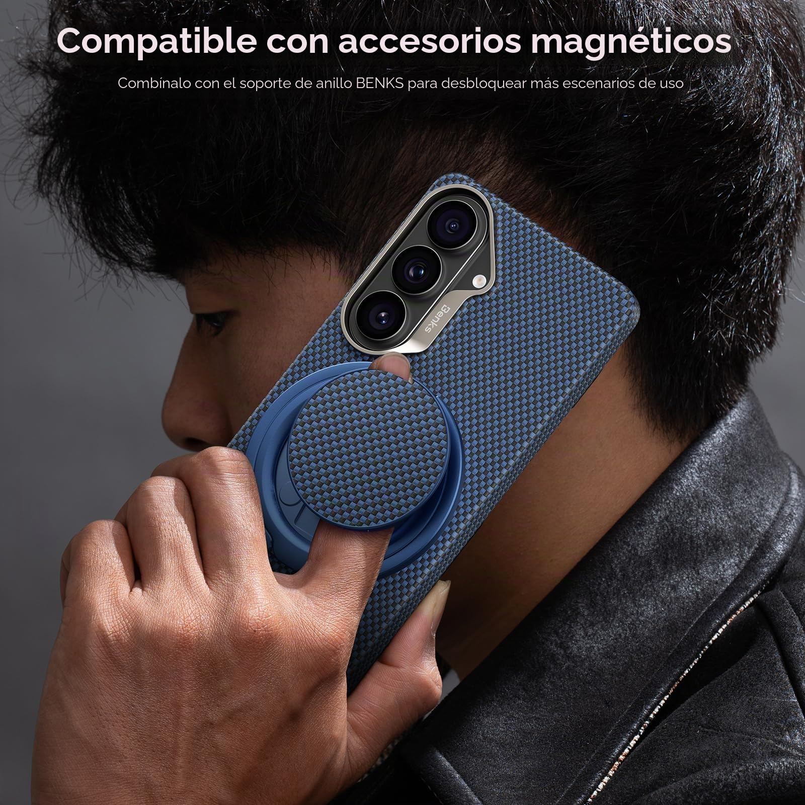 BENKS ArmorTint Funda para Samsung Galaxy S26 6,3 Pulgadas, Carcasa Delgada Ligera, Fabricado con Fibra de Aramida Kevlar, Magnética Funda para Samsung S26 Case, Azul Starlight