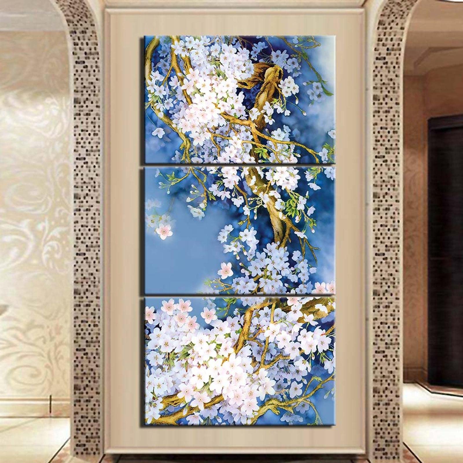 Plakaty do dekoracji domu, 3 szt. abstrakcyjne drzewo niebieskie białe plakaty sztuka ścienna obrazy na płótnie do salonu dekoracja sypialni 40 x 60 cm x 3 szt. bez ramy