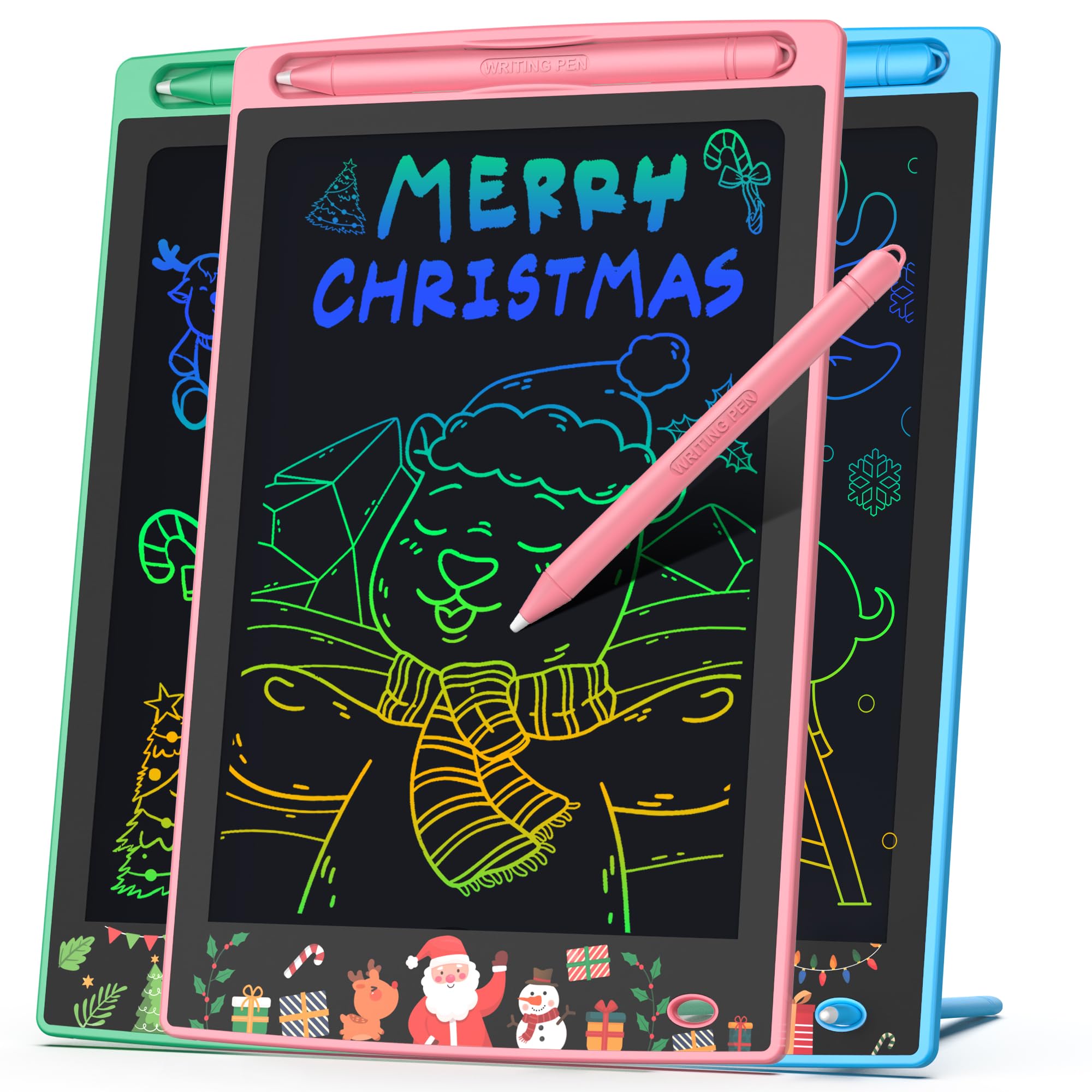Hockvill LCD Writing Tablet for Kids 8.8 Inch, Toys for Girls Boys Drawing Pad for 3 4 5 6 7 8 Year Old Kid, Toddler Magnetic Doodle Board Travel Essentials Birthday Gift for Children (Christmas Red)