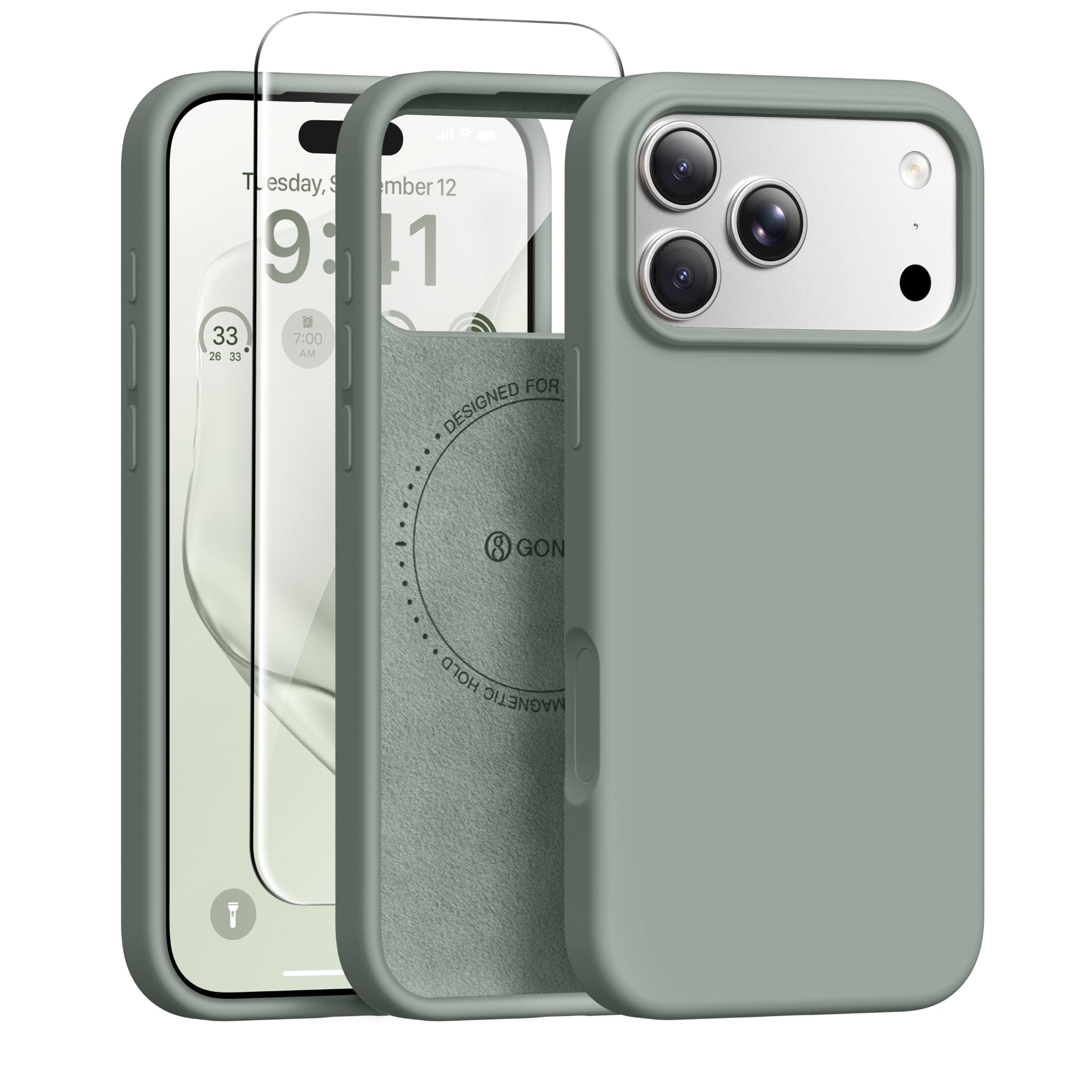 GONEZ for iPhone 18 Pro Case/iPhone 17 Pro Case, Calke Green