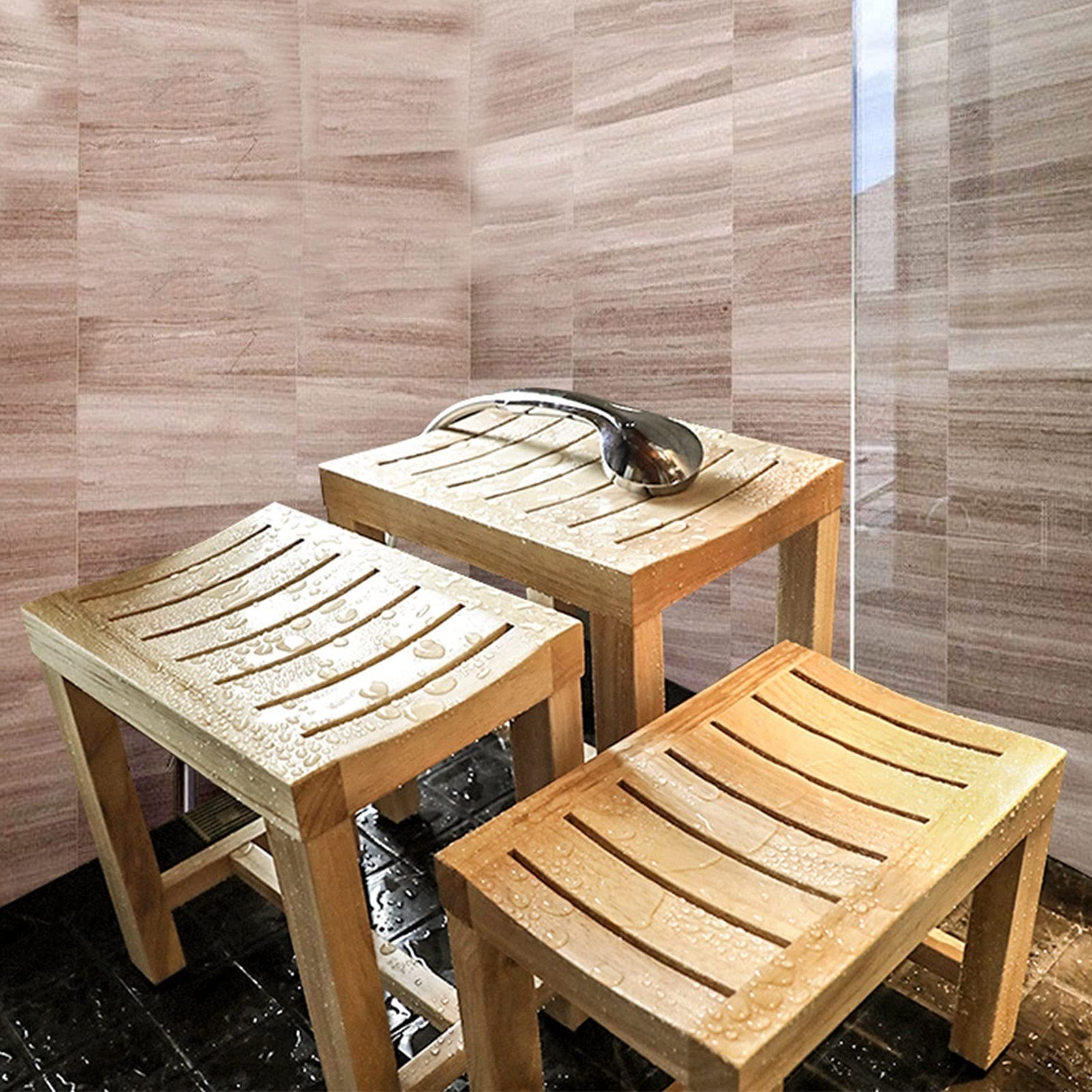 TBLOTYD Bath Stools Shower Stool Bath Chair Solid Wood Material Multi-Function Pedal Stool Suitable for Kitchen Living Room and Bathroom | Non-Slip Shower Bench Seat/44 * 33 * 45,44 * 33 * 45 Cm