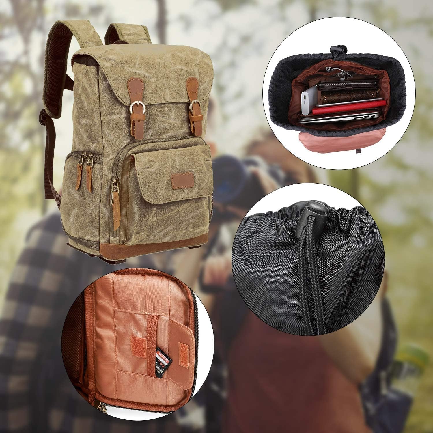 Sac à Dos pour Appareils Photo Reflex Imperméable UBAYMAX Sacoche Imperméable Sac DSLR Anti-Choc 15,6 Pouces Sac pour Ordinateur Portable Sac de Voyage Caméra pour Canon Nikon Sony Olympus