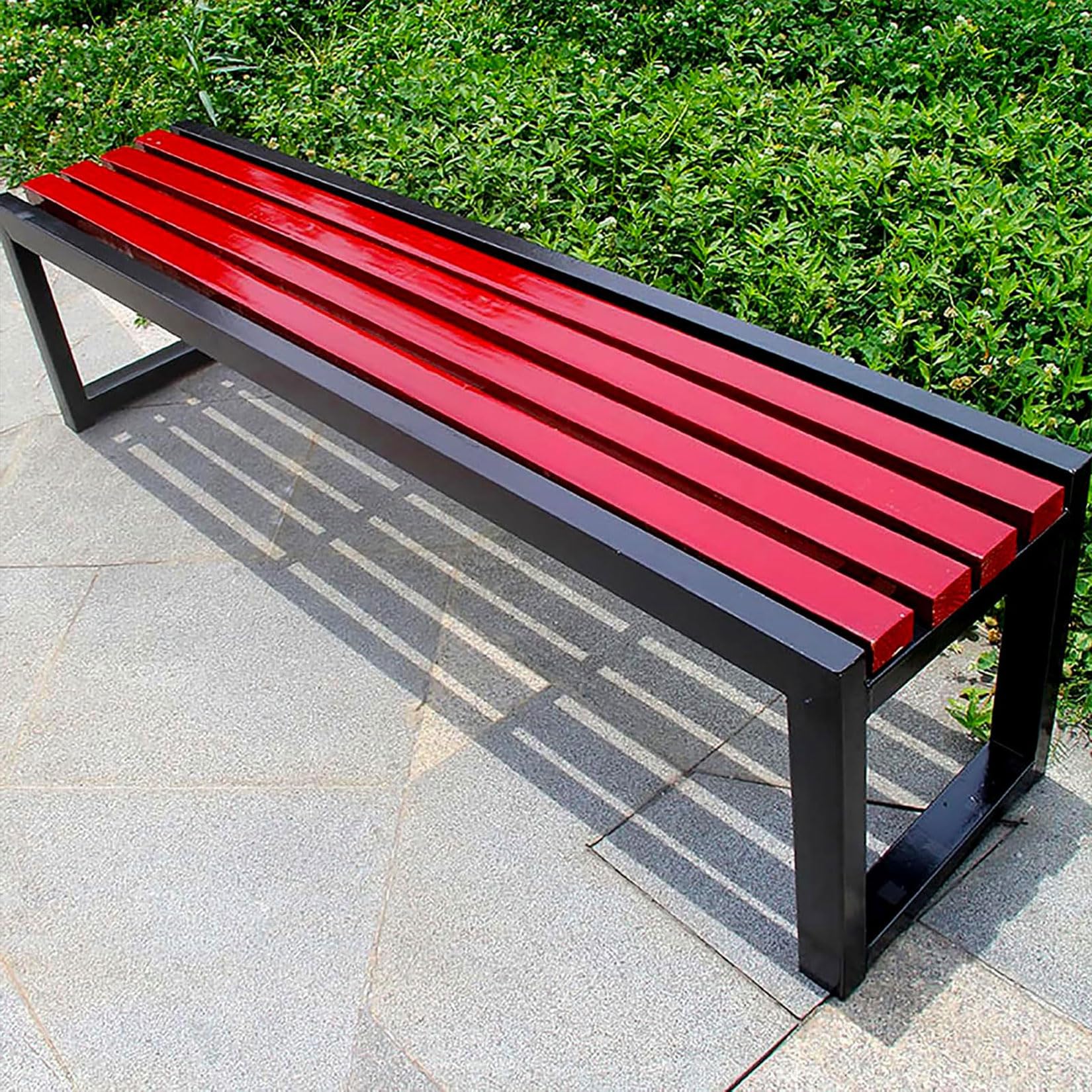 yurstcggh Park Bench Outdoor,Leisure Rest Benches,Wooden Slat Seats,Suitable for Garden,Parks, Courtyards, Terraces, Gyms, Changing Rooms, Shopping Malls, Streets, and Bus Stops Red 100×40×45cm