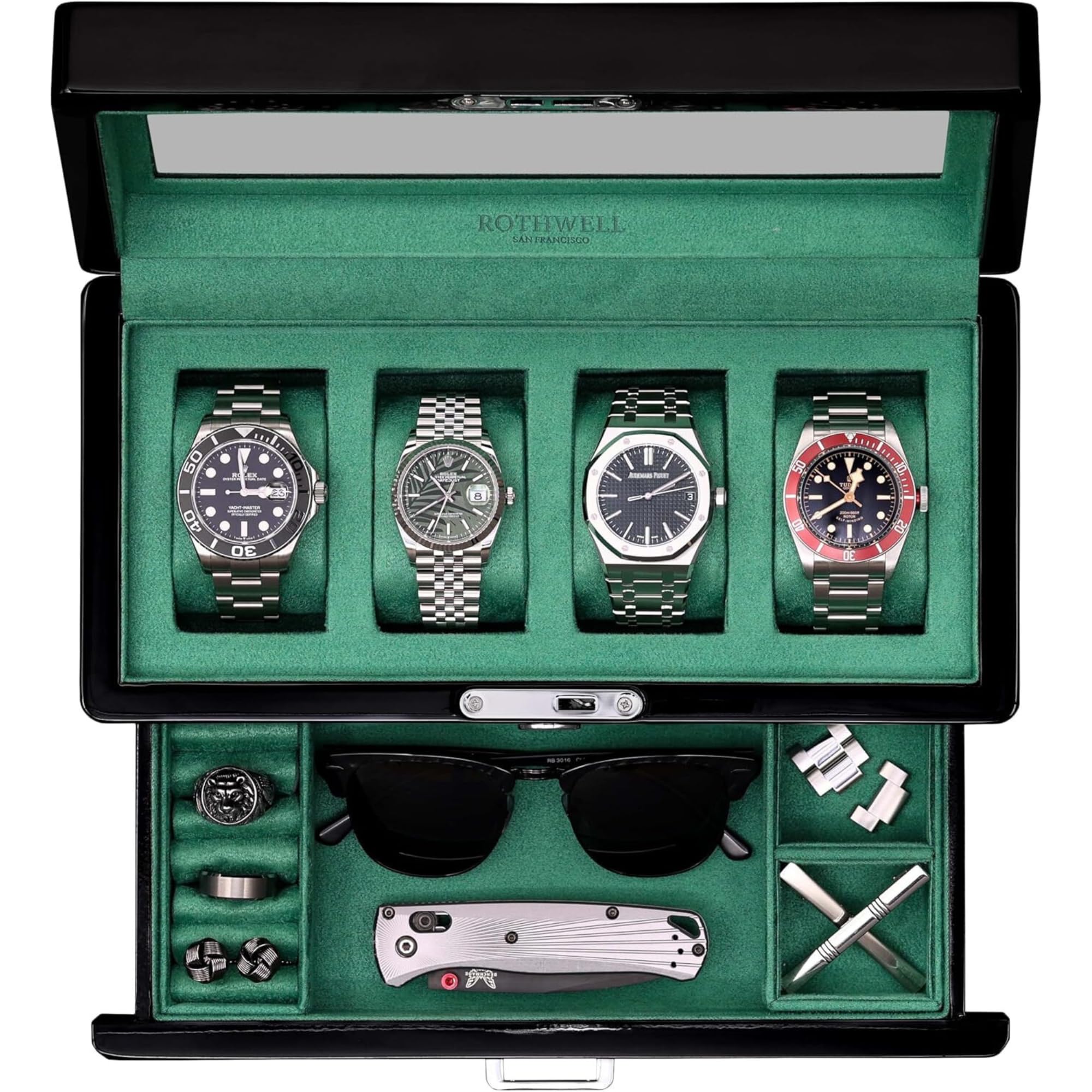 Amazon.com: ROTHWELL 4-Slot Piano Black Watch Box with Valet