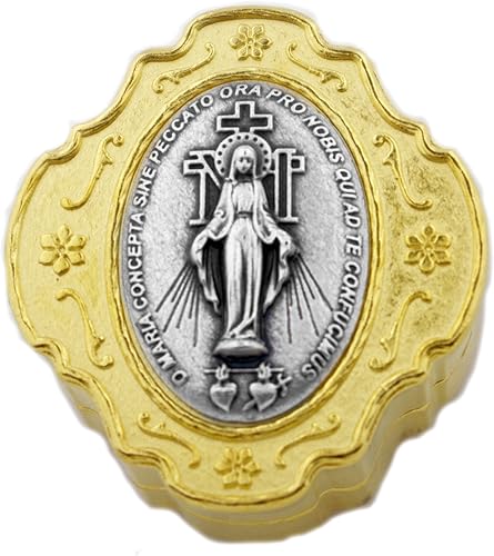 Set de regalo de rosario católico para primera comunión o confirmación (medalla milagrosa con estuche de oro), Metal Plástico Esmalte