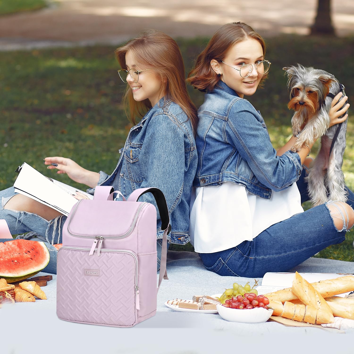 17L Kühlrucksack Damen, Thermo Rucksack Klein, Thermo Kühltasche Rucksack für Camping Picknick Strand, Lila