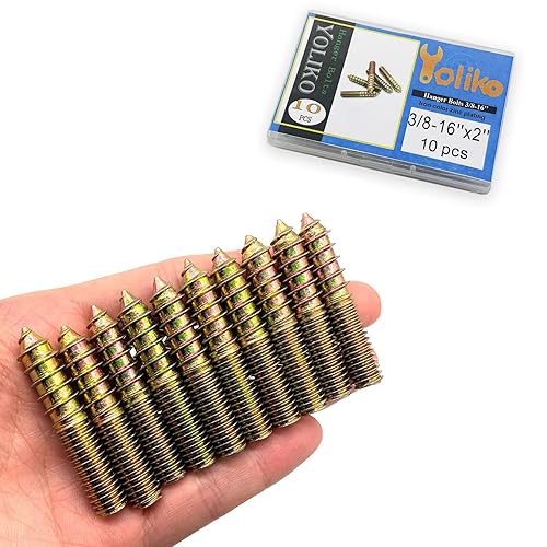 Miniatura 224 de Paquete de 8 pernos de suspensión de 5/16-18 x 4 pulgadas, pernos de doble cabeza de 5/16-18 pulgadas, tornillos de clavija de madera 5/16