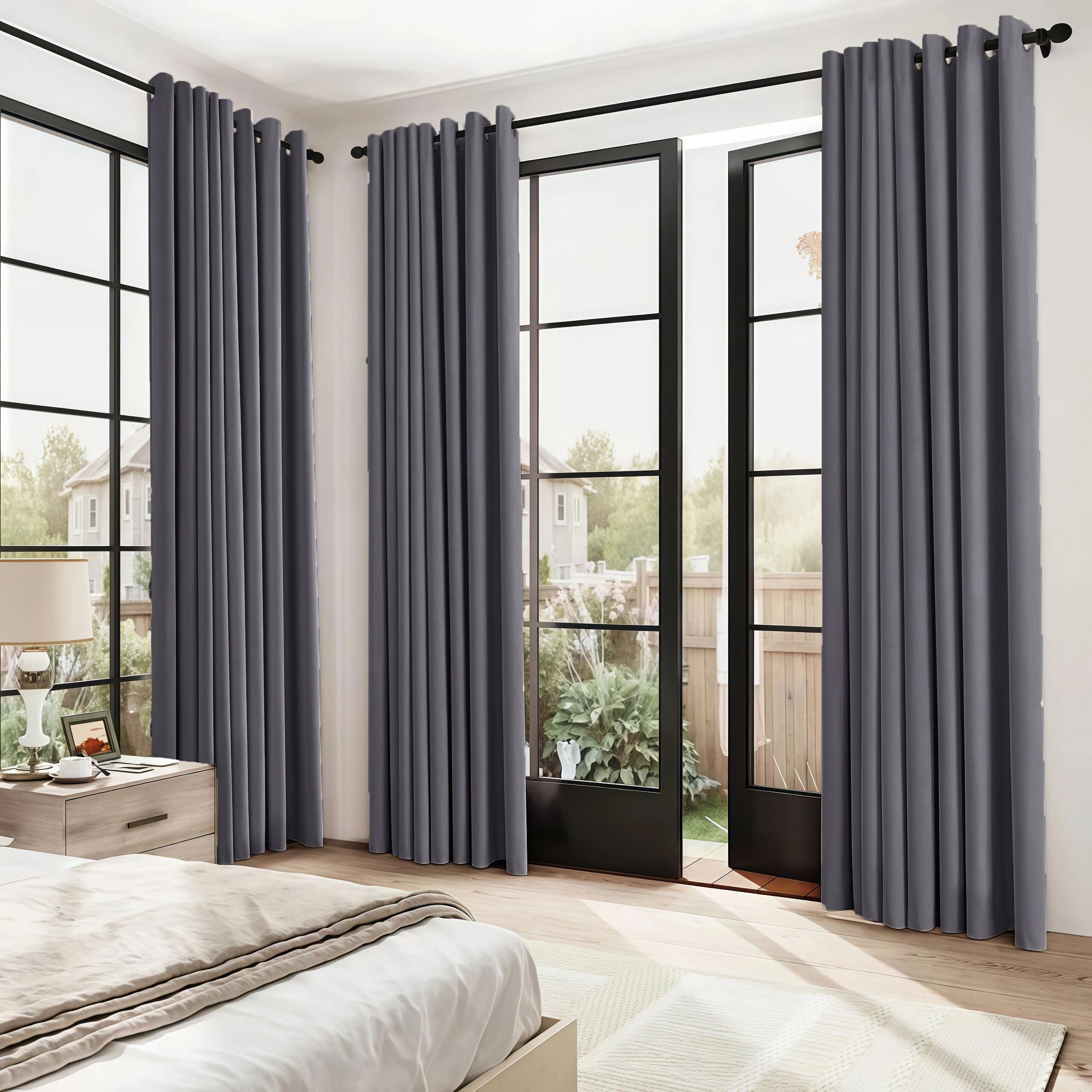 LIUJYUAN Blackout Curtains 85 x 170 cm Room Darkening, Privacy Protection Darkening Curtains Thermal Insulated Energy for Bedroom, Living Room, Door, Dark Grey