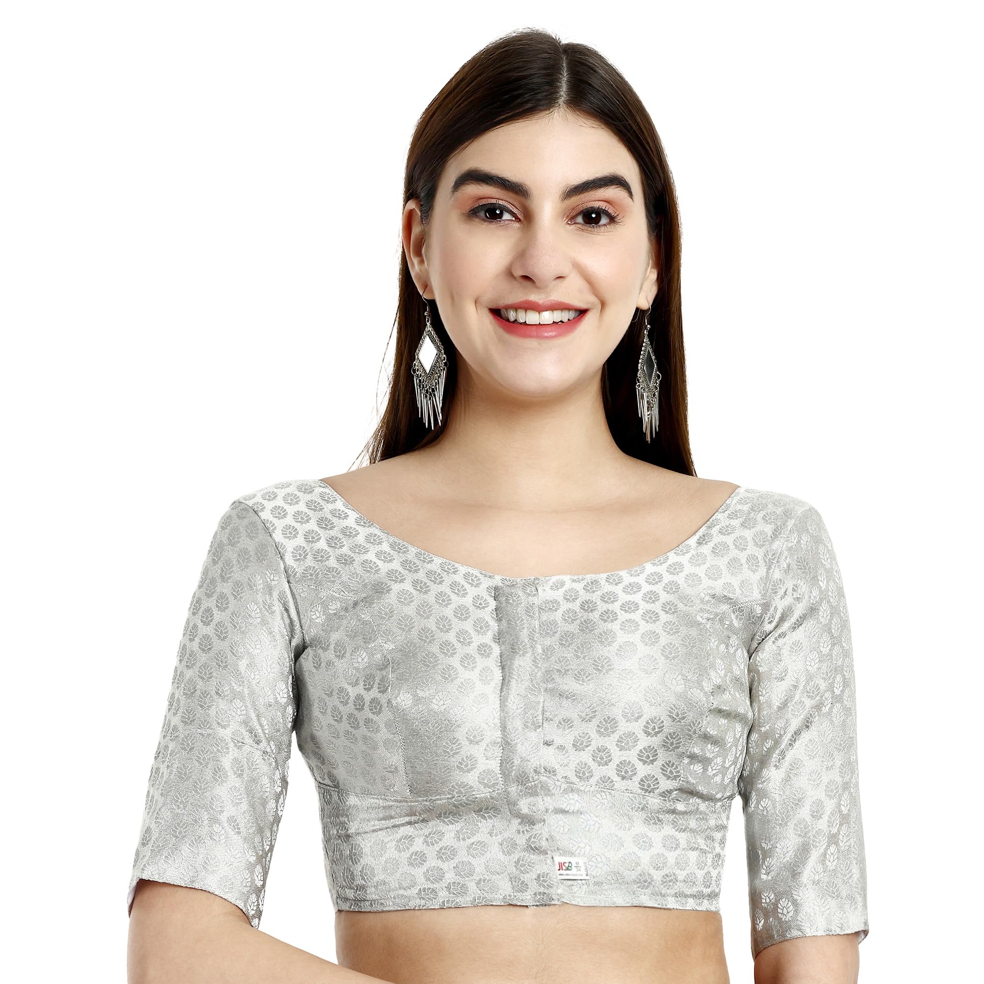 jisb Women's Brocade Round Neck Saree Blouse-picture-27
