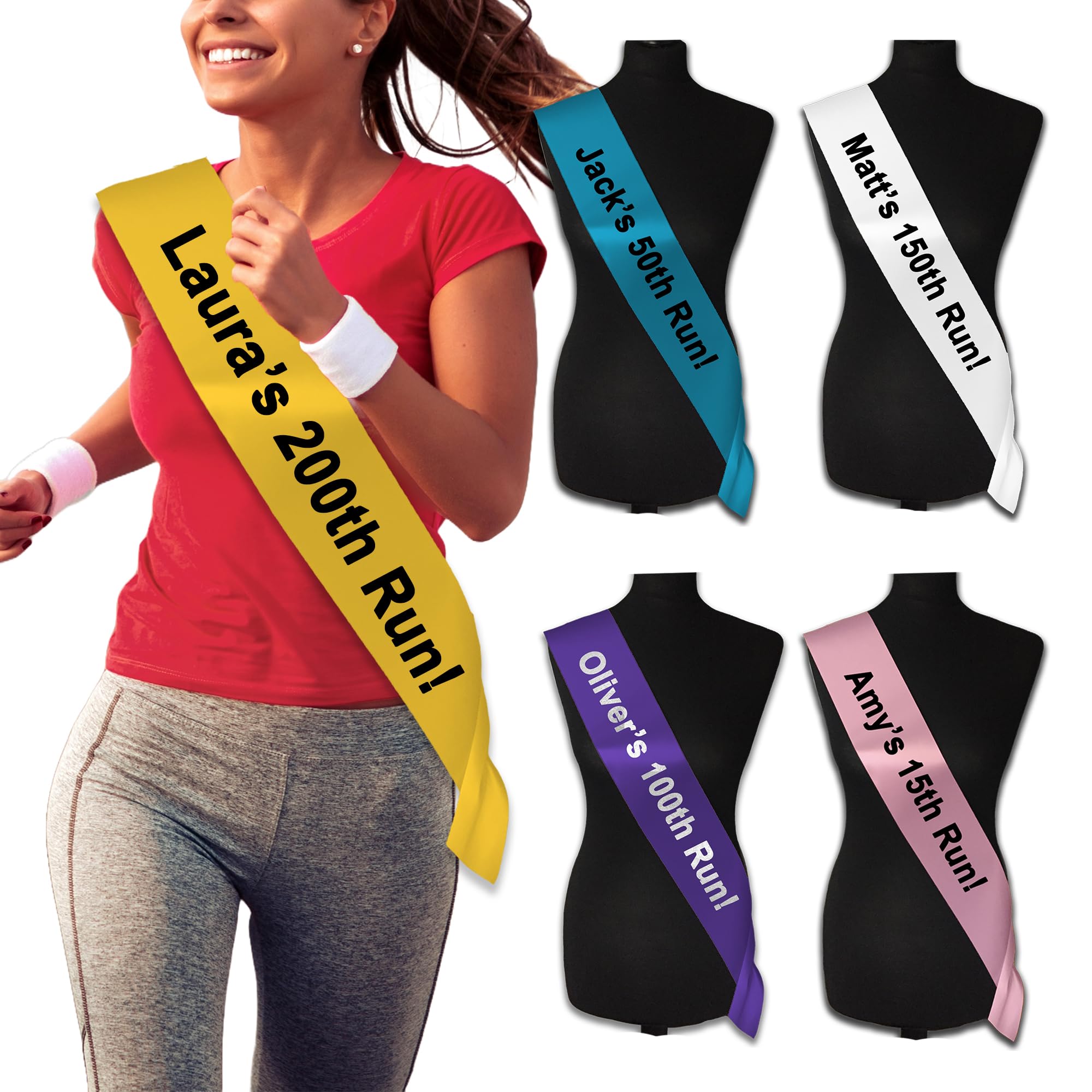 Personalised Running Achievement Sash – Add Any Name & Number Milestone for Park Runs, 5K Runs, Fun Runs, Marathons