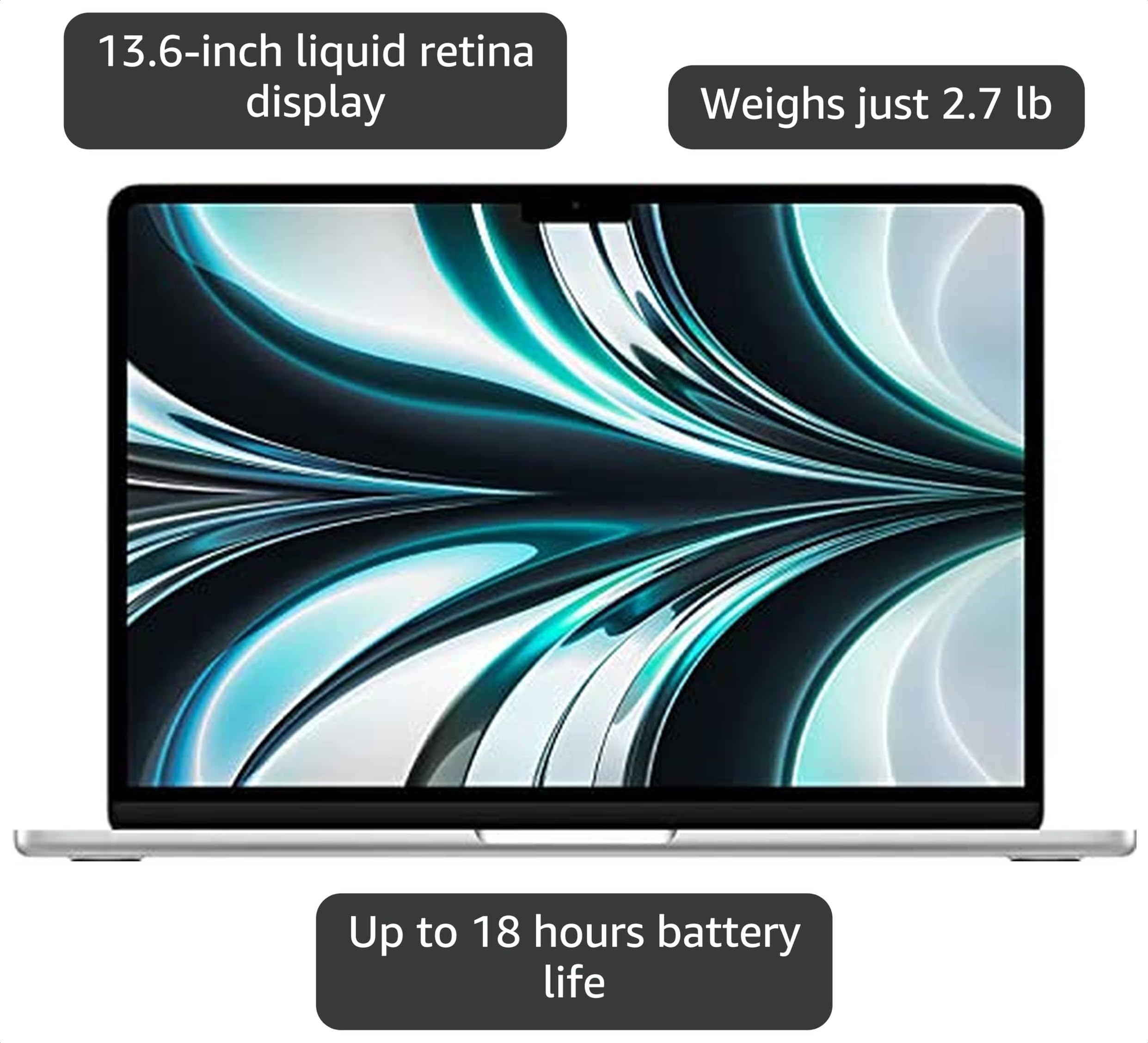 Amazon.com: Apple MacBook Air 2022 con chip Apple M2, 13 pulgadas