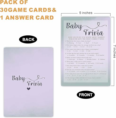 Miniatura 6 de Tarjetas de juego para baby shower, 30 colores degradados de uva para baby shower, tarjetas de juego de doble cara de 5 x 7 pulgadas para niños o