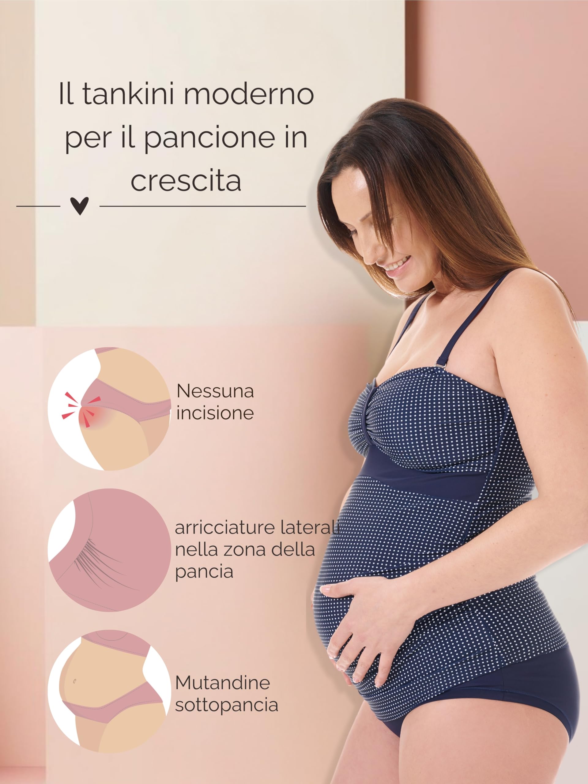 Herzmutter Costume da Bagno Premaman - Tankini Gravidanza - Costumi Mare Maternitá - Futura Mamma - Due Pezzi - 7000
