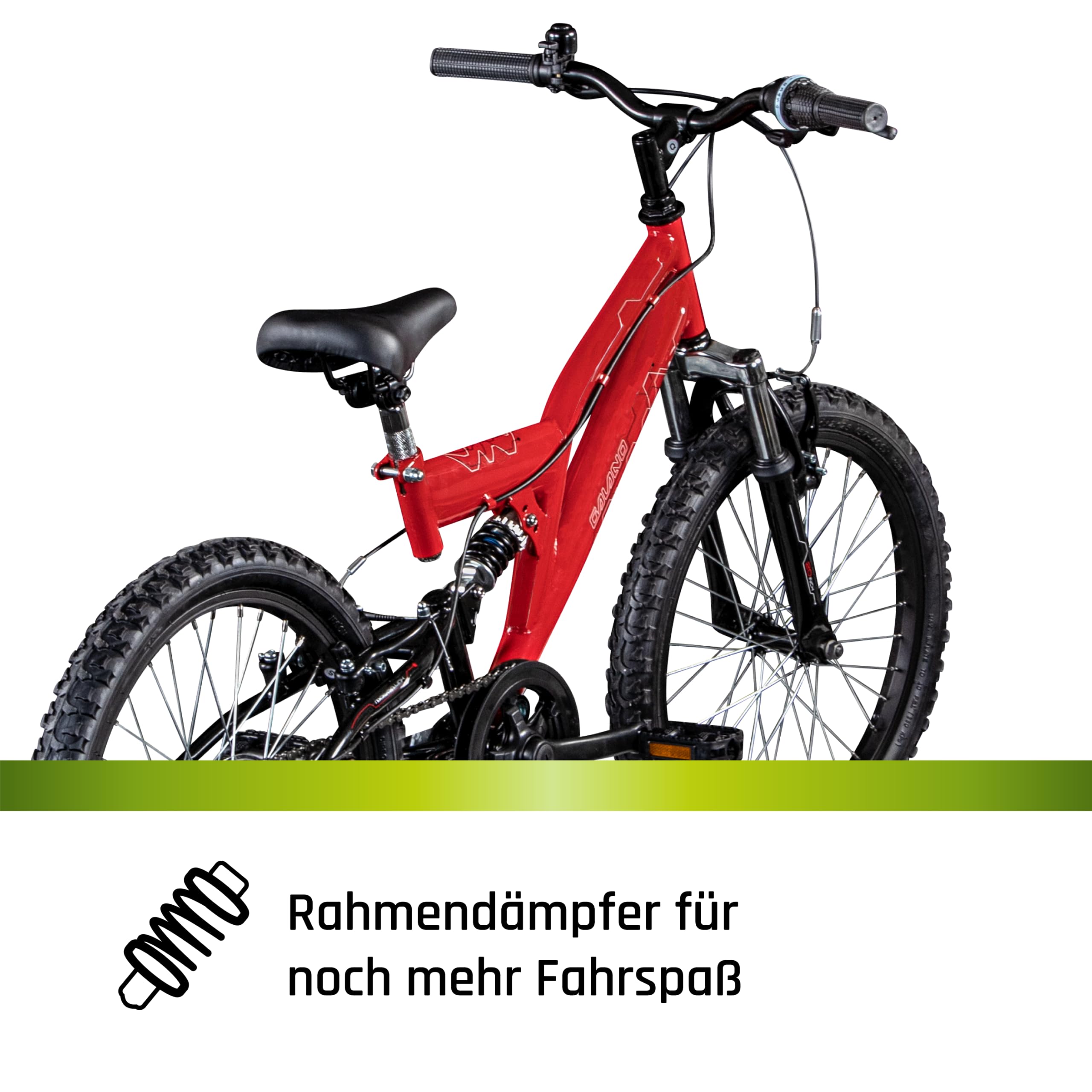 Galano FS180 Kinder Fahrrad ab 6 Jahre Mountainbike Fully ab 120 cm für Mädchen und Jungen, 20 Zoll, 6 Gang Schaltung, MTB Unisex Kinderrad mit V Brakes