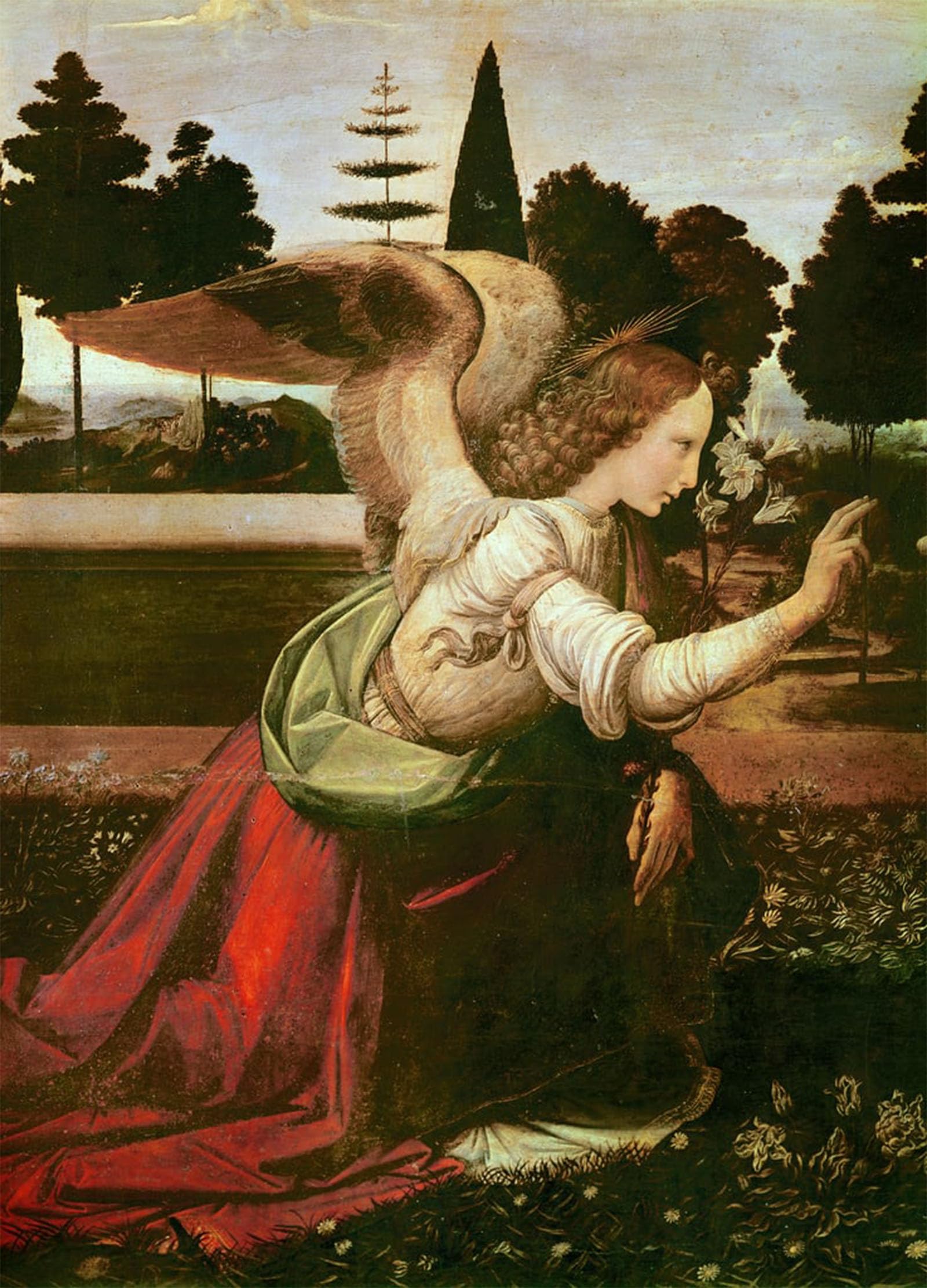 SERENDIPITP Abstract Painting Mural Print Picture Wall Decor Painting the Annunciation Detail of the Angel by Leonardo Da Vinci Vintage Wall Artwork for Home Decor 60x90cm