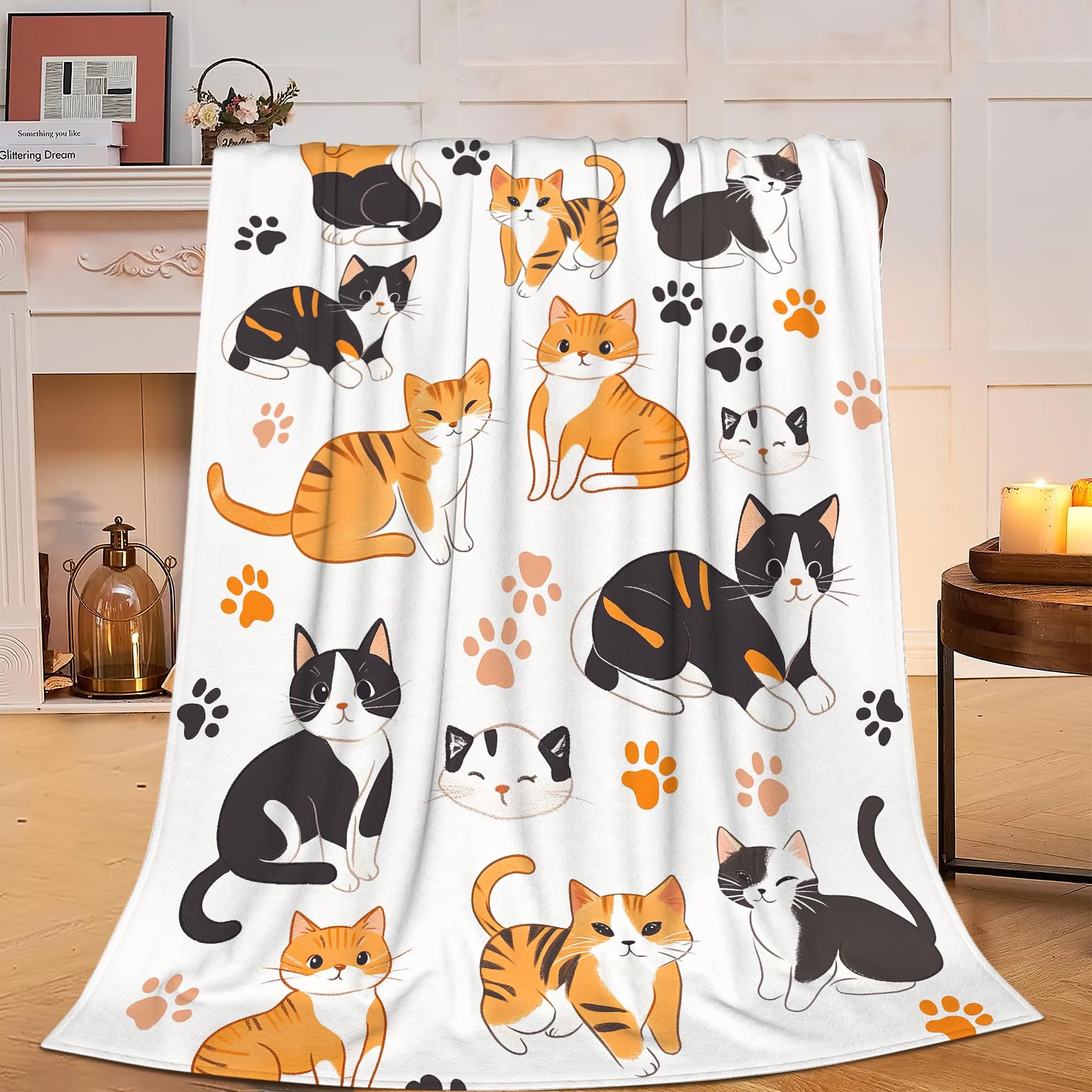 Mecowcm Girls Cute Cat Blanket Gifts For Lovers - Soft Cozy Cartoon Plush Throw - Super Warm Fleece Fuzzy Bedding For Kids, Boys, Women - Bed Decor Stuff 40"X50"