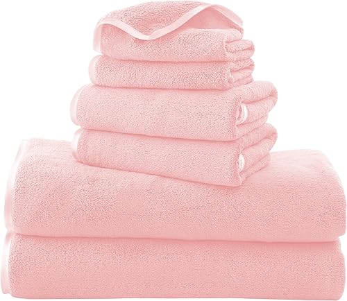 Miniatura 1 de TENSTARS Juego de toallas de seda con dobladillo de lujo, de secado rápido, 2 toallas de baño, 2 toallas de mano y 2 paños de baño, toalla de