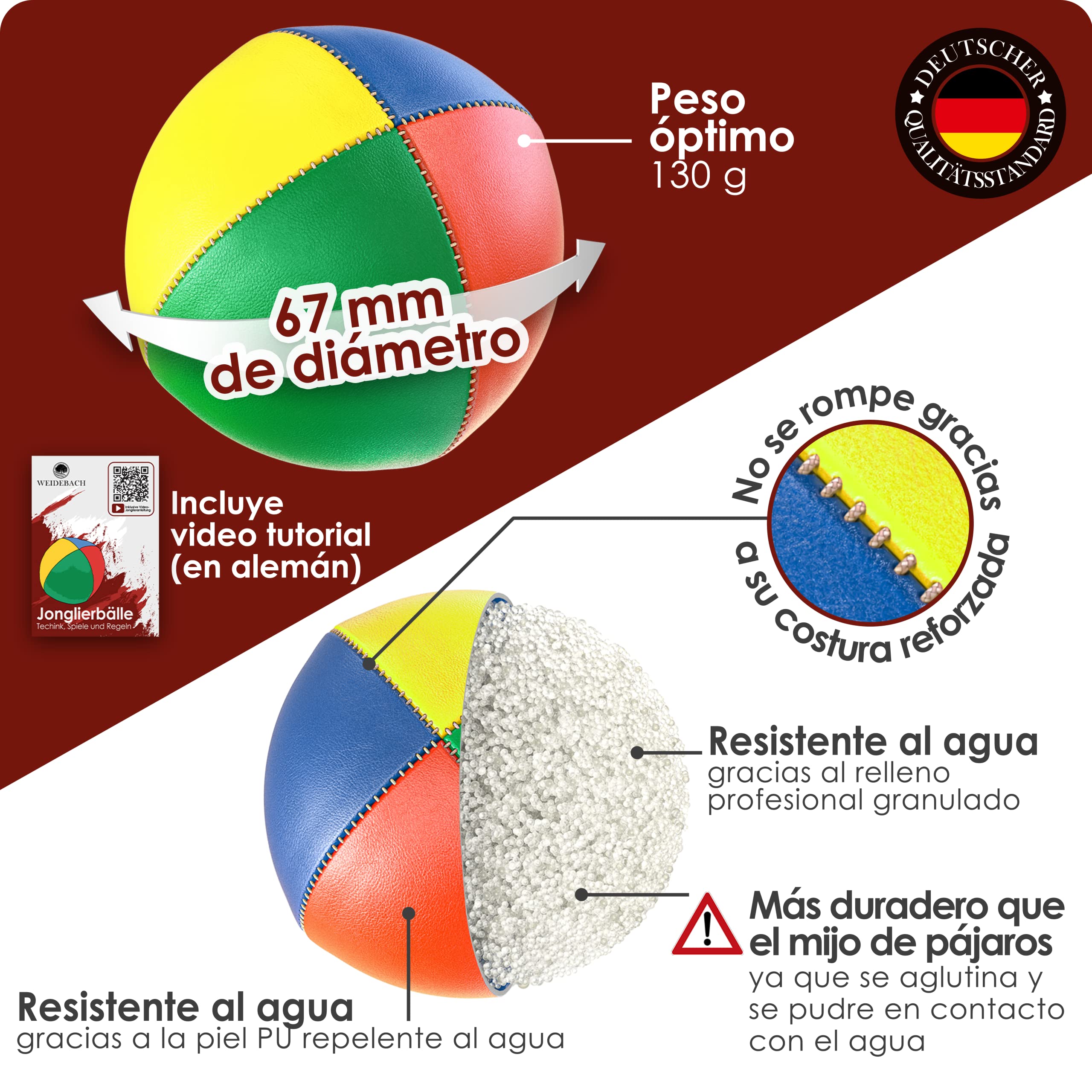Weidebach Bolas de juggling de calidad resistentes al agua