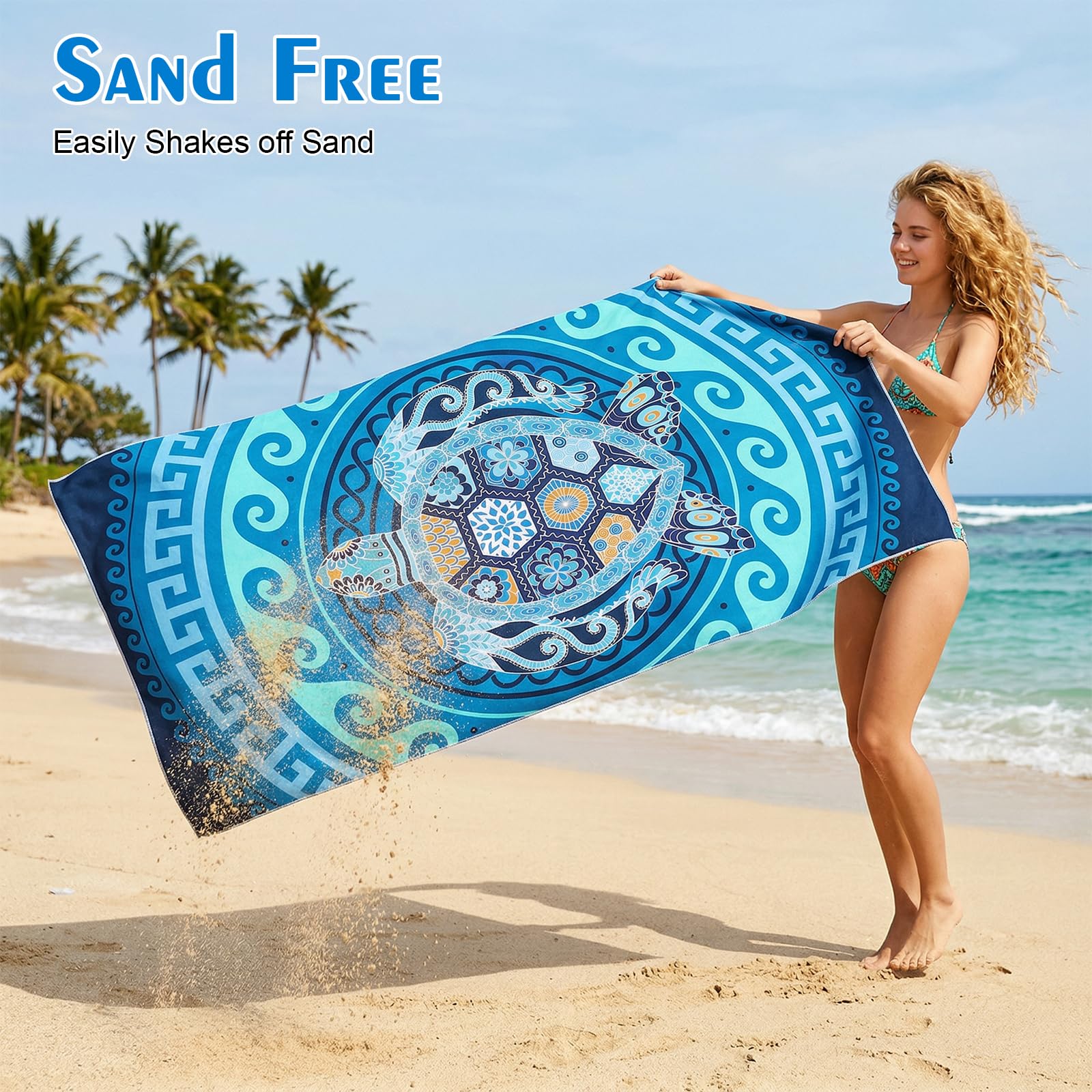 Zocipro Ręcznik plażowy z mikrofibry XXL 180 x 90 cm - odporny na piasek, szybkoschnący, lekki i przenośny, do uprawiania sportu, podróży, jogi, kempingu, plaży, na siłownię