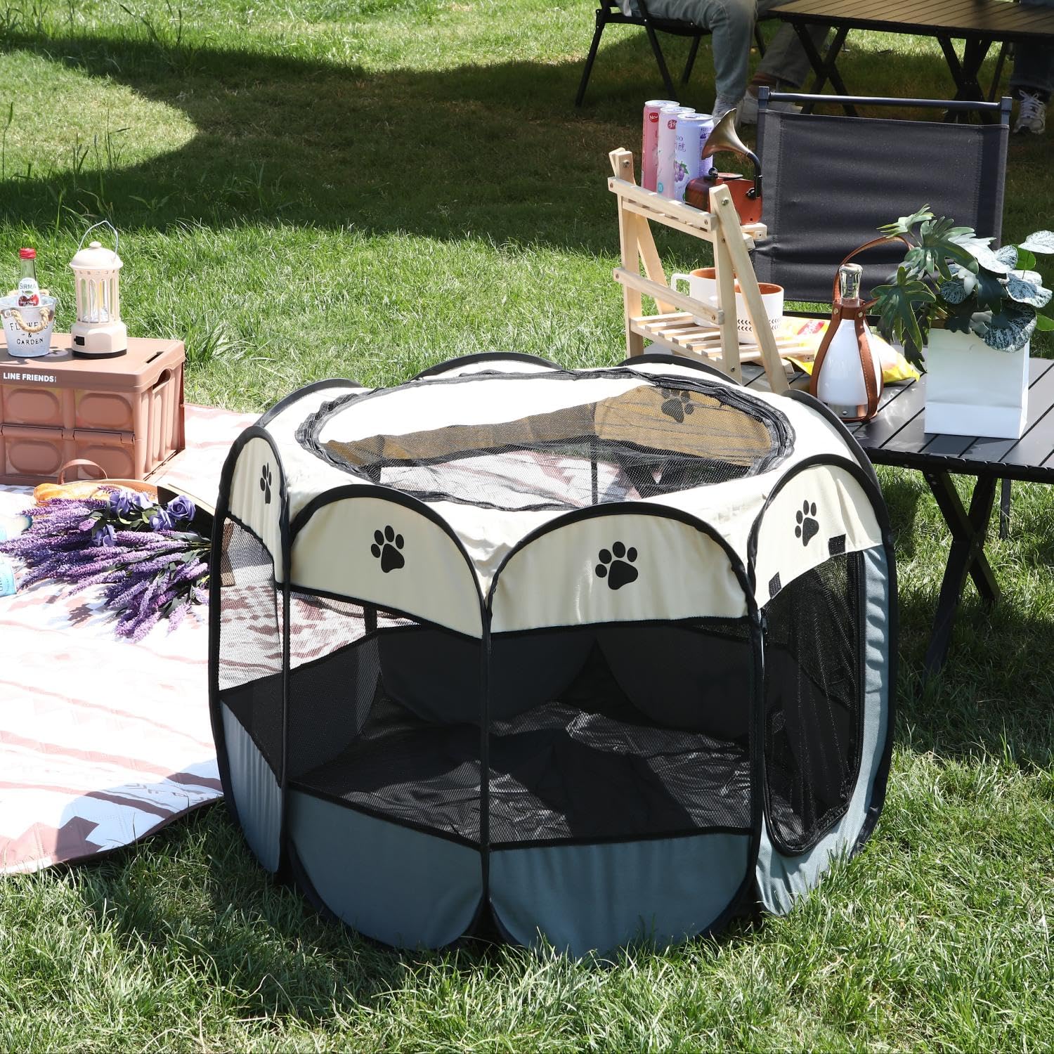 Box pieghevole per animali domestici, portatile, morbido design pop-up, per cani, gatti e gattini, gabbia in tessuto a rete traspirante, leggero e per uso interno ed esterno