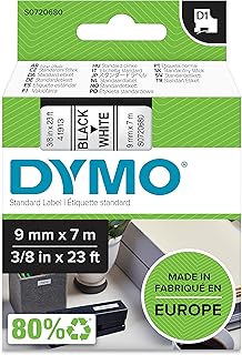 DYMO Authentic D1 Labels | Black Print on White Tape | 9 mm x 7 m | Self-Adhesive Labels for LabelManager Label Makers | Made in Europe