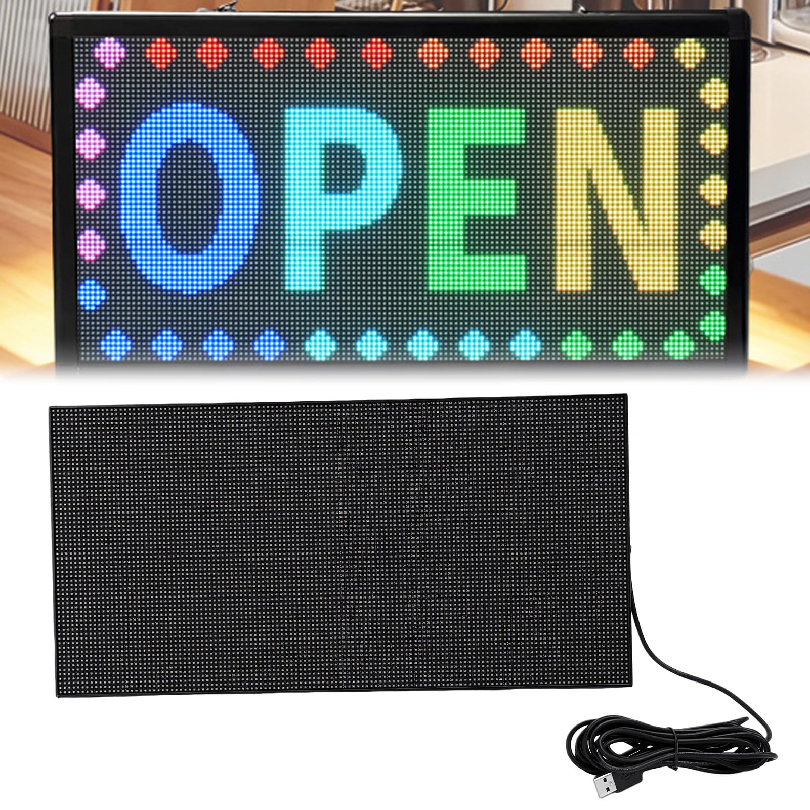Señal LED Programable para Publicidad LED con Desplazamiento | Empresarial Pantalla personalizable, Tablero Mensajes Control Remoto para Bodas, Tiendas, Bares, Atractivo Visual Dinámico