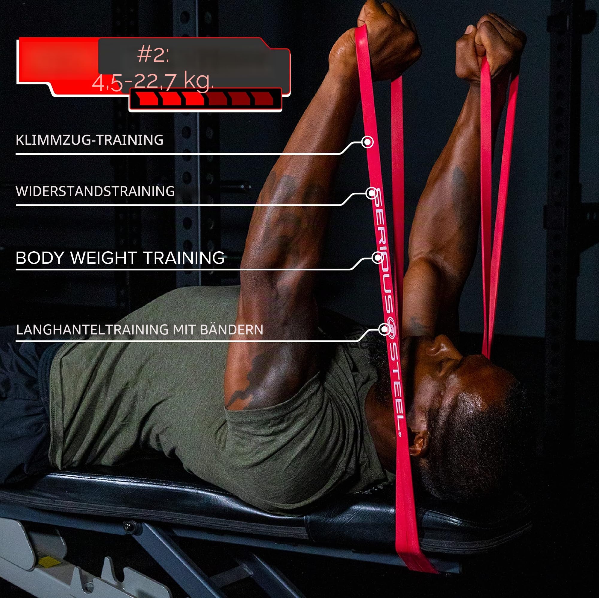 Serious Steel 104,1 cm unterstütztes Klimmzugband, robustes Widerstandsband-Set, Stretching, Powerlifting, Widerstandstraining und Klimmzughilfebänder
