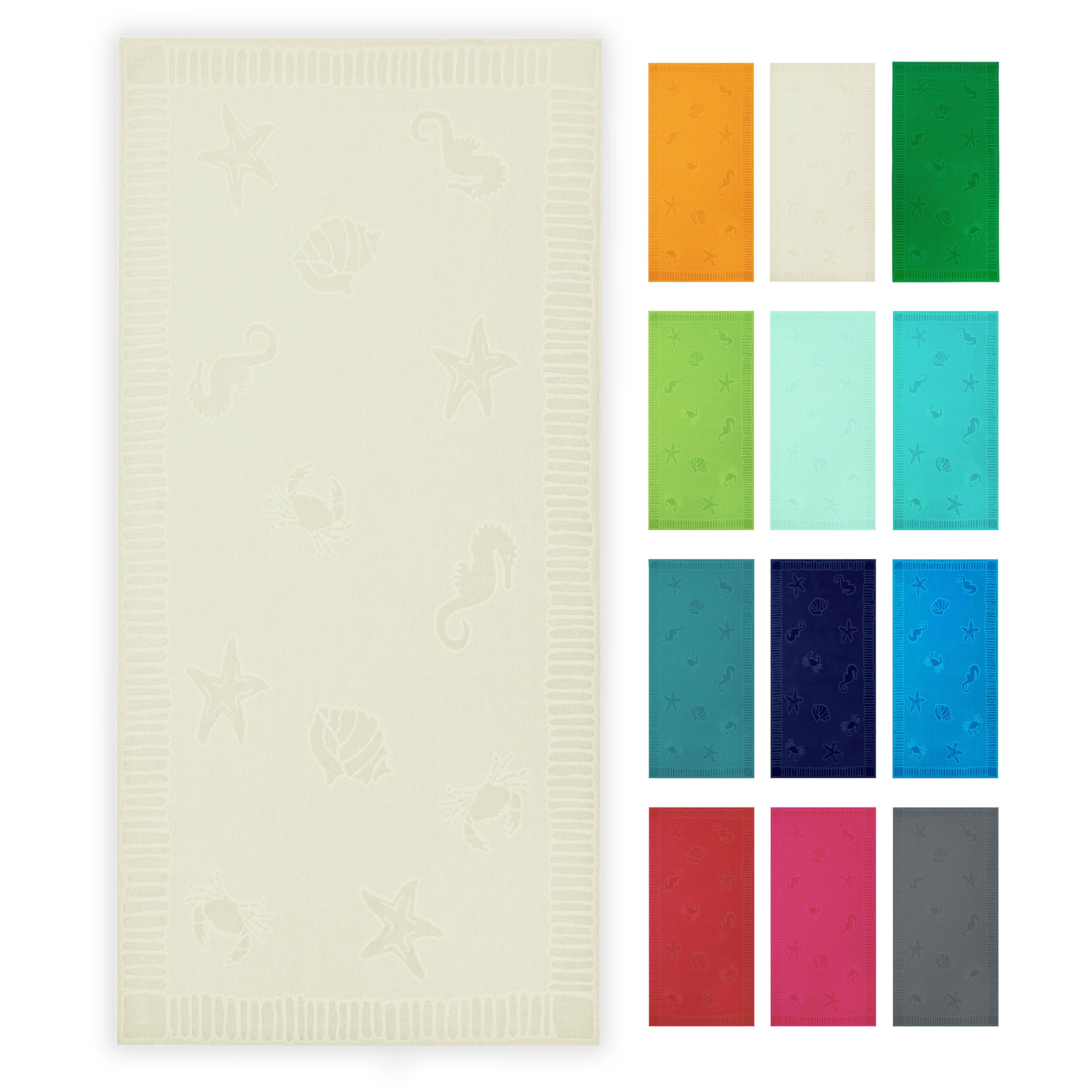 Zollner Telo Mare 100x200 Cm In 100% Cotone, Asciugamano Spiaggia Con Design Animali Marini, Assorbente E Lavabile A 60°C, Turchese