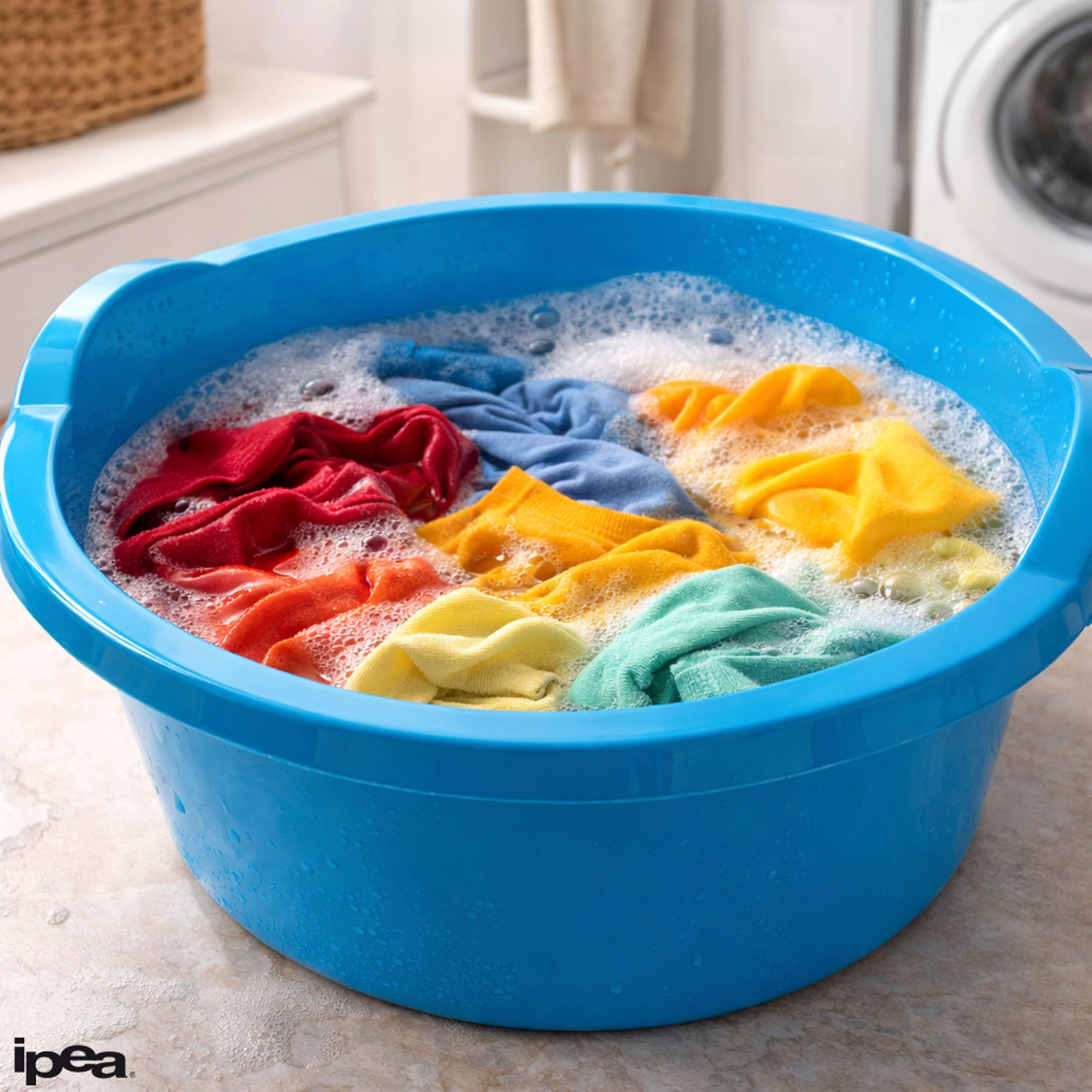 IPEA Bacinella Tonda in Plastica Multiuso 7L - SUPER SOLIDA - Made in Italy - 36x36 x16cm - Vaschetta per Lavare Casa, Vestiti, Bucato, Piatti - Bacinella Rotonda Plastica Dura - Uso Interno Esterno