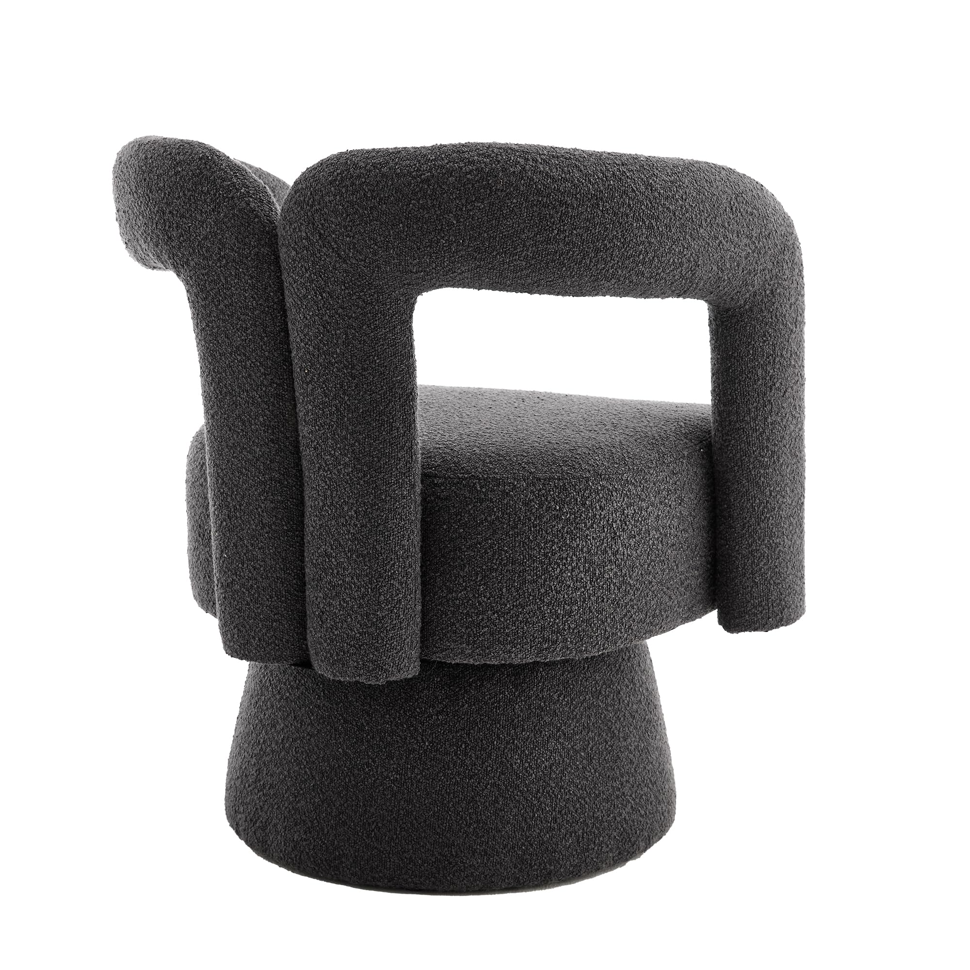 360 Grad Drehbare Kuschelfass-Akzentstühle, runde Sessel mit breiter Polsterung, Flauschiger Stoffsessel für Wohnzimmer, Schlafzimmer, Büro, Warteräume, Dunkelgrau