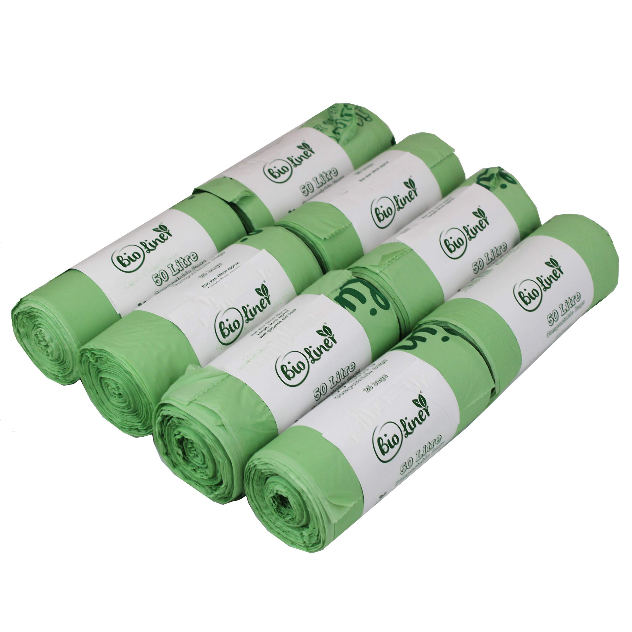 Bioliner 50L Compostable Bags - 8 Rolls - Green