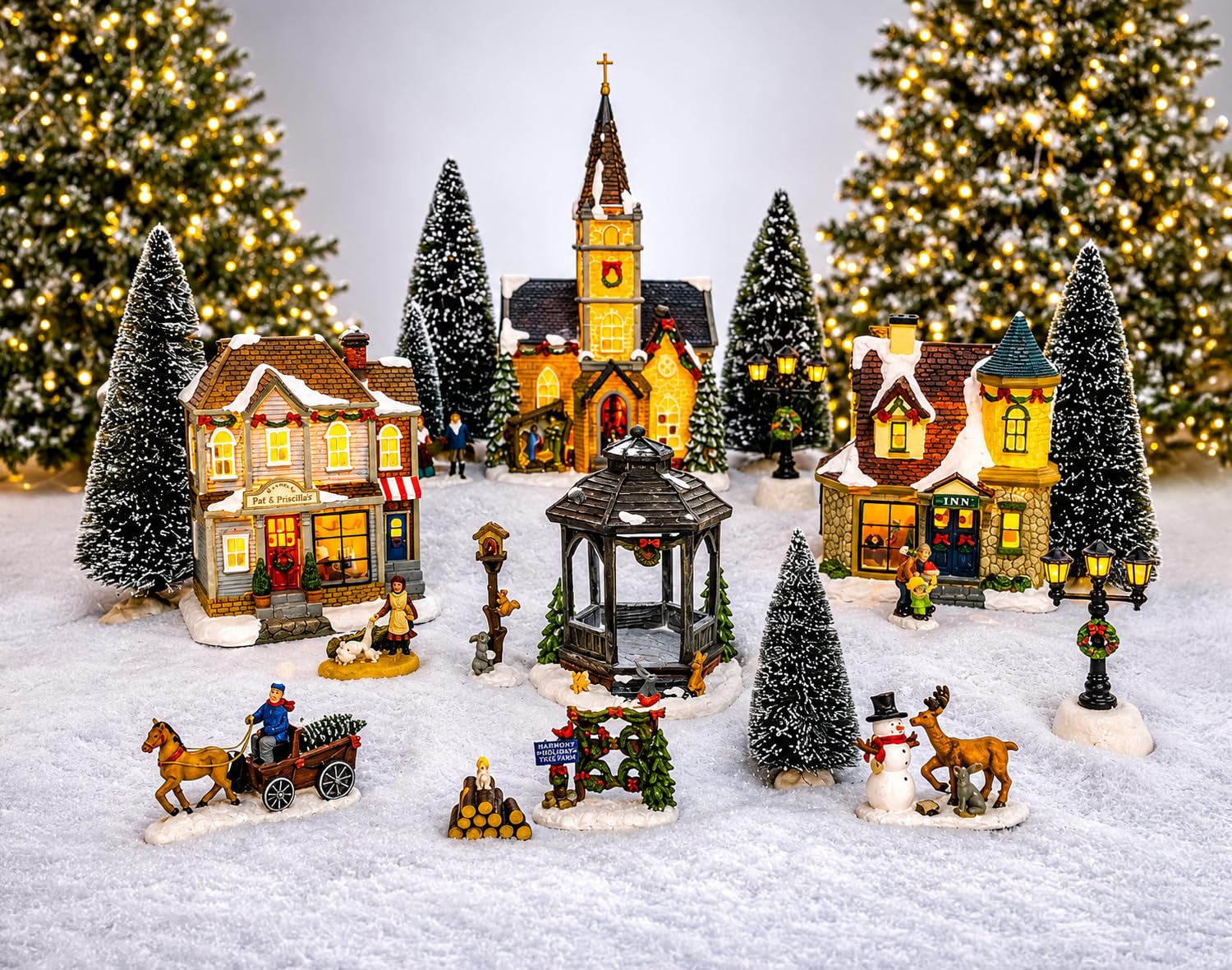 MOMENTS IN TIME 20-Piece Lighted Christmas Village Set with LED