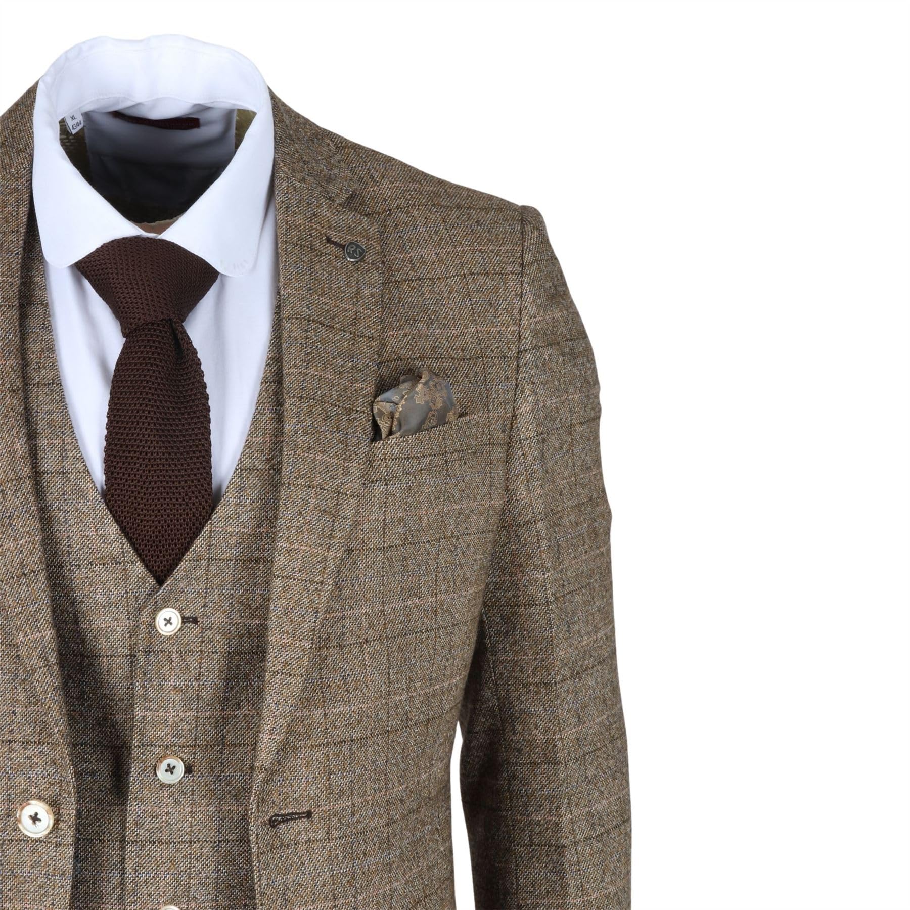 Abito da uomo 3 pezzi marrone a quadri slim fit abito formale