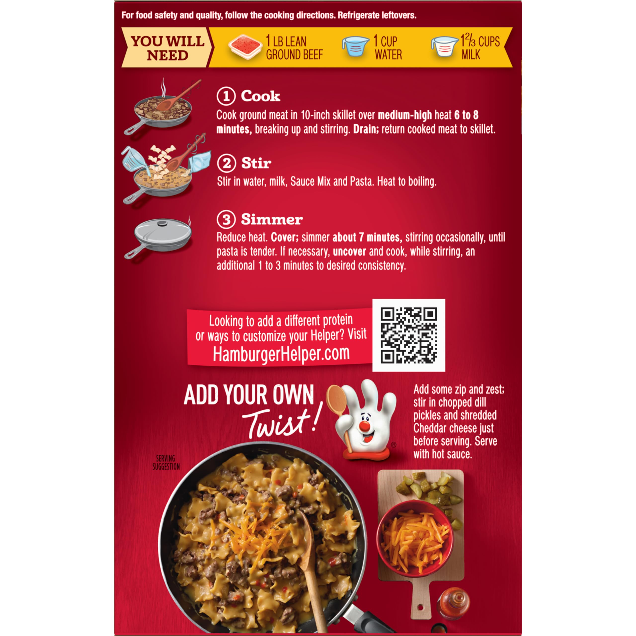 Hamburger Helper Cheddar Cheese Melt Pasta Meal (4.7 oz - 12 Pack) No Artificial Flavors, Ready in 3 Easy Steps, Quick Meals Perfect for Midweek Dinners, Busy Evenings & Families On-the-Go