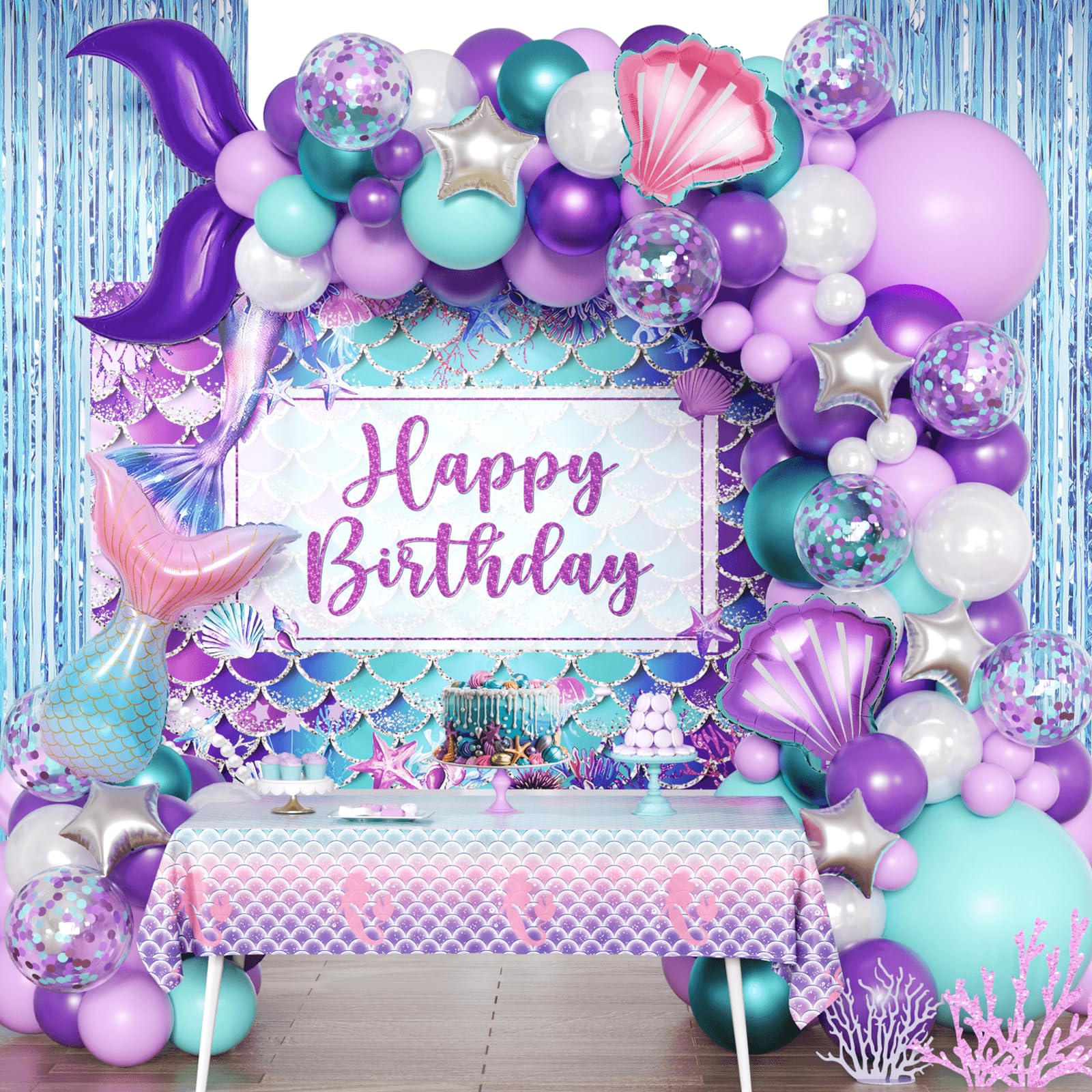 18/24/36inch Mermaid Tail KT Board Purple Shell Cutout For Birthday Party Decoration Mermaid Theme Backdrop Baby Shower Supplies