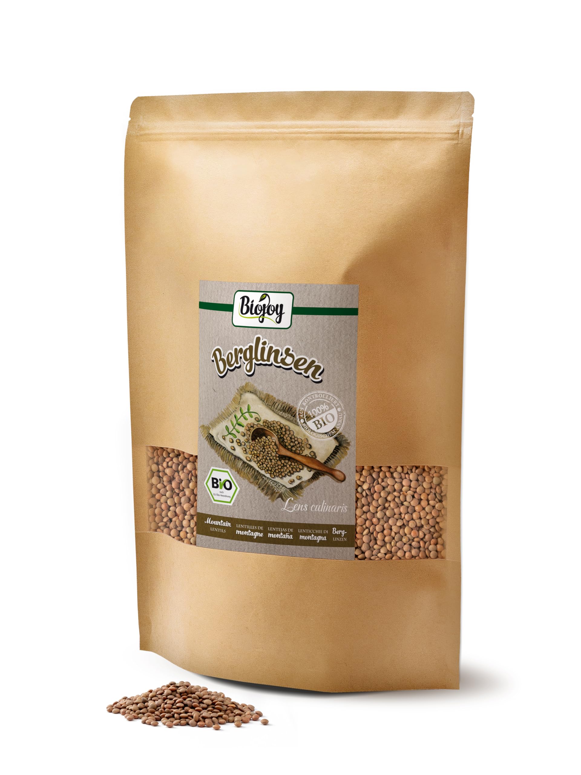 Biojoy Lenticchie marroni BIO (2,5 kg), essiccati e interi, Lenticchie di Montagna